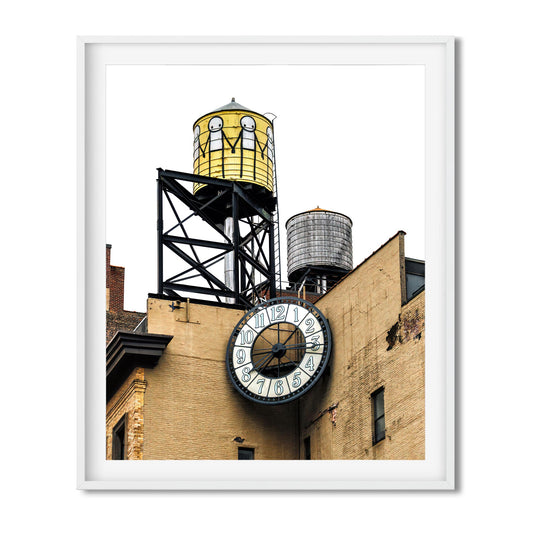 Fine art print of Water Tower Painted by STIK with Clock in East Village New York City