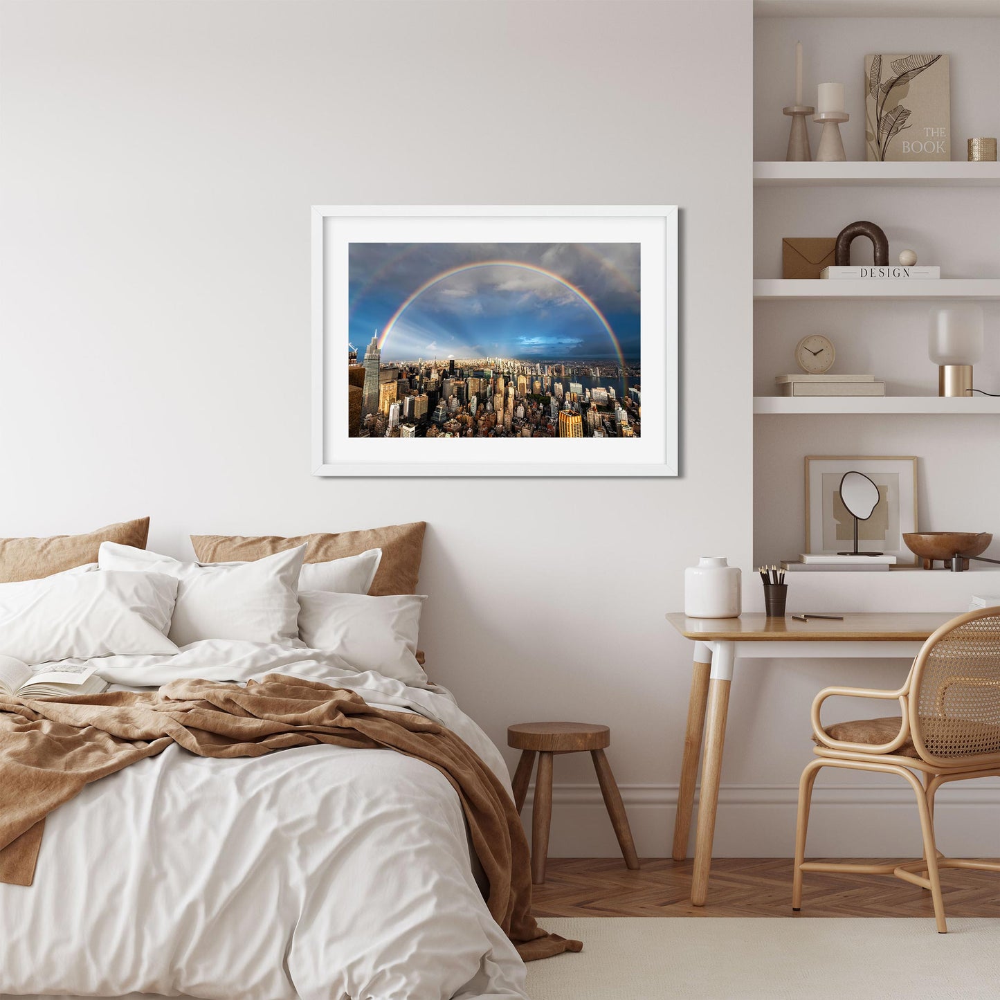 Fine art print of Double rainbow shines over Midtown Manhattan and Long Island City 