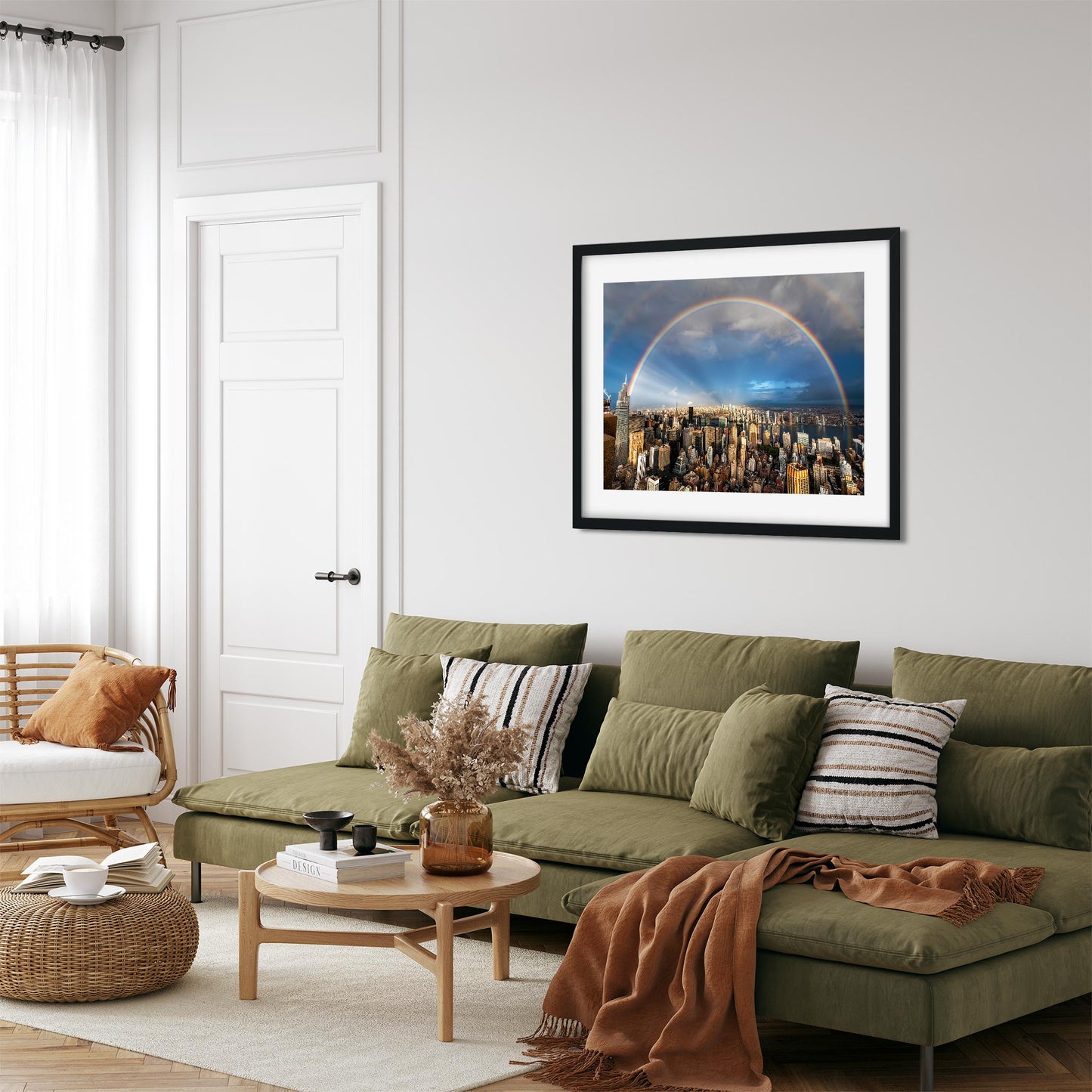 Fine art print of Double rainbow shines over Midtown Manhattan and Long Island City 