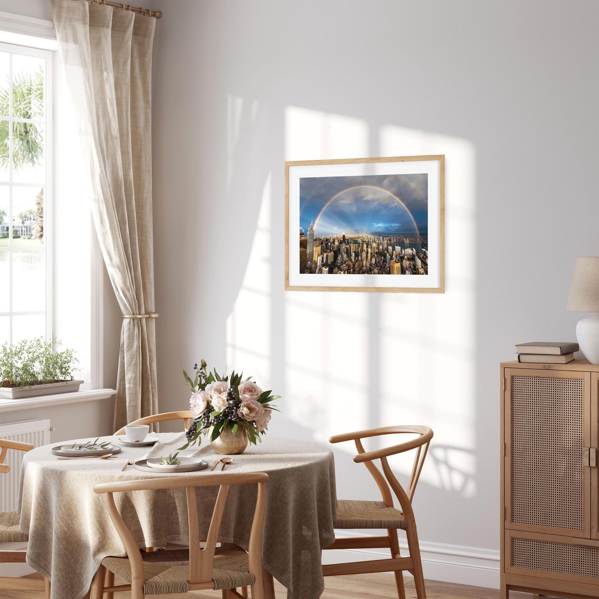 Fine art print of Double rainbow shines over Midtown Manhattan and Long Island City 