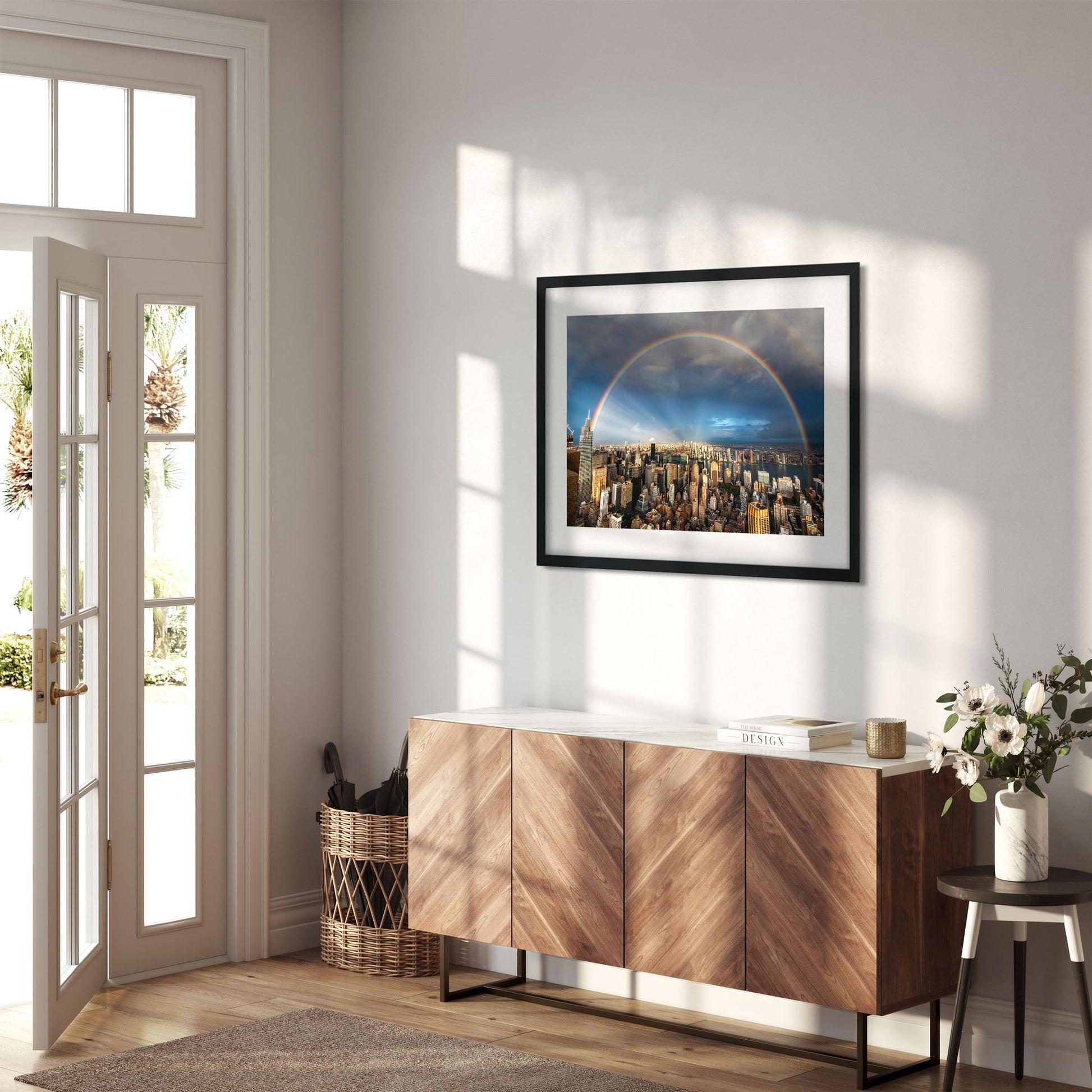 Fine art print of Double rainbow shines over Midtown Manhattan and Long Island City 