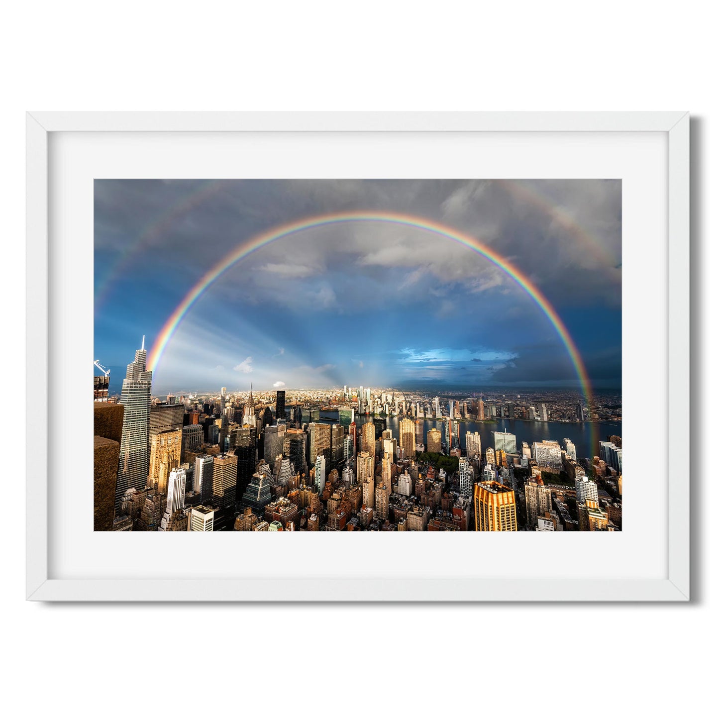 Fine art print of Double rainbow shines over Midtown Manhattan and Long Island City 