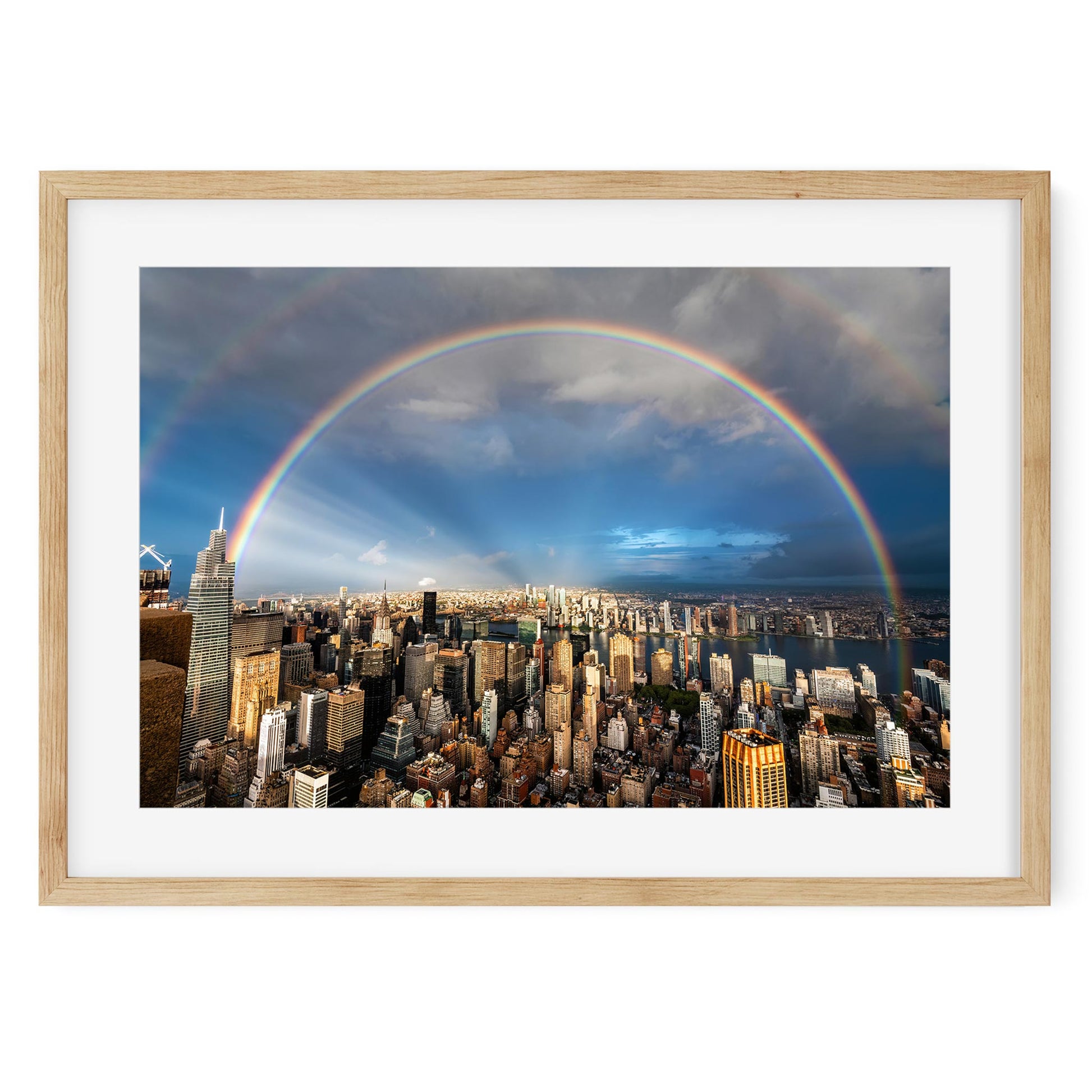 Fine art print of Double rainbow shines over Midtown Manhattan and Long Island City 
