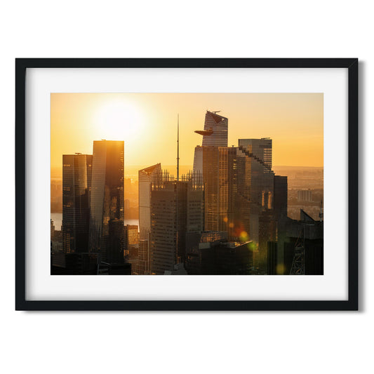 Fine art print of Sunset Over Skyscrapers of Hudson Yards Midtown Manhattan NYC