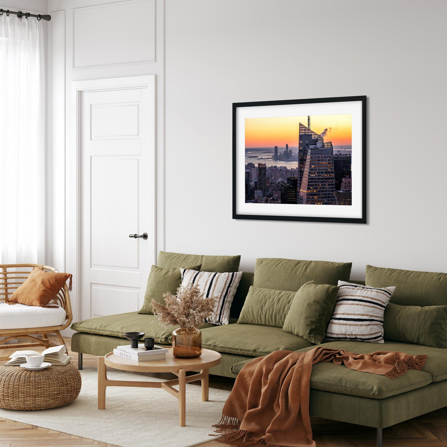 Fine art print of Winter Sunset Over Midtown Manhattan and Hudson River New York City
