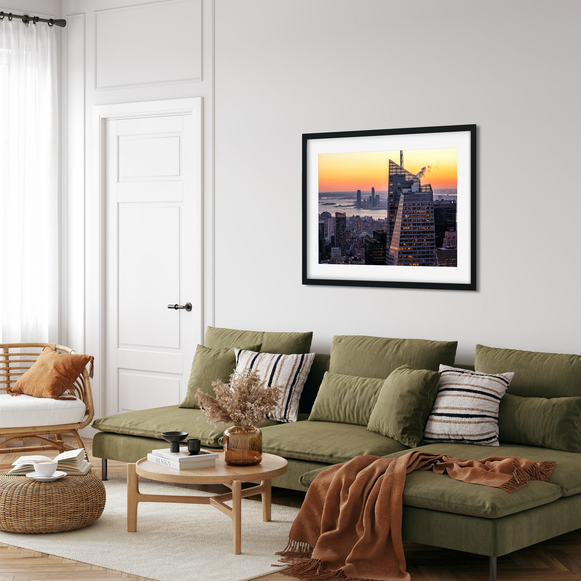 Fine art print of Winter Sunset Over Midtown Manhattan and Hudson River New York City
