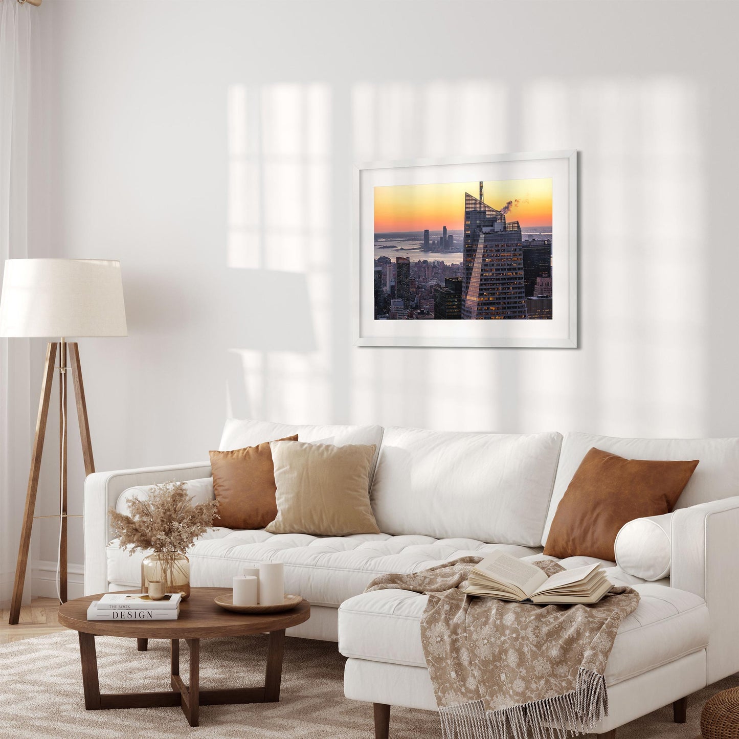 Fine art print of Winter Sunset Over Midtown Manhattan and Hudson River New York City