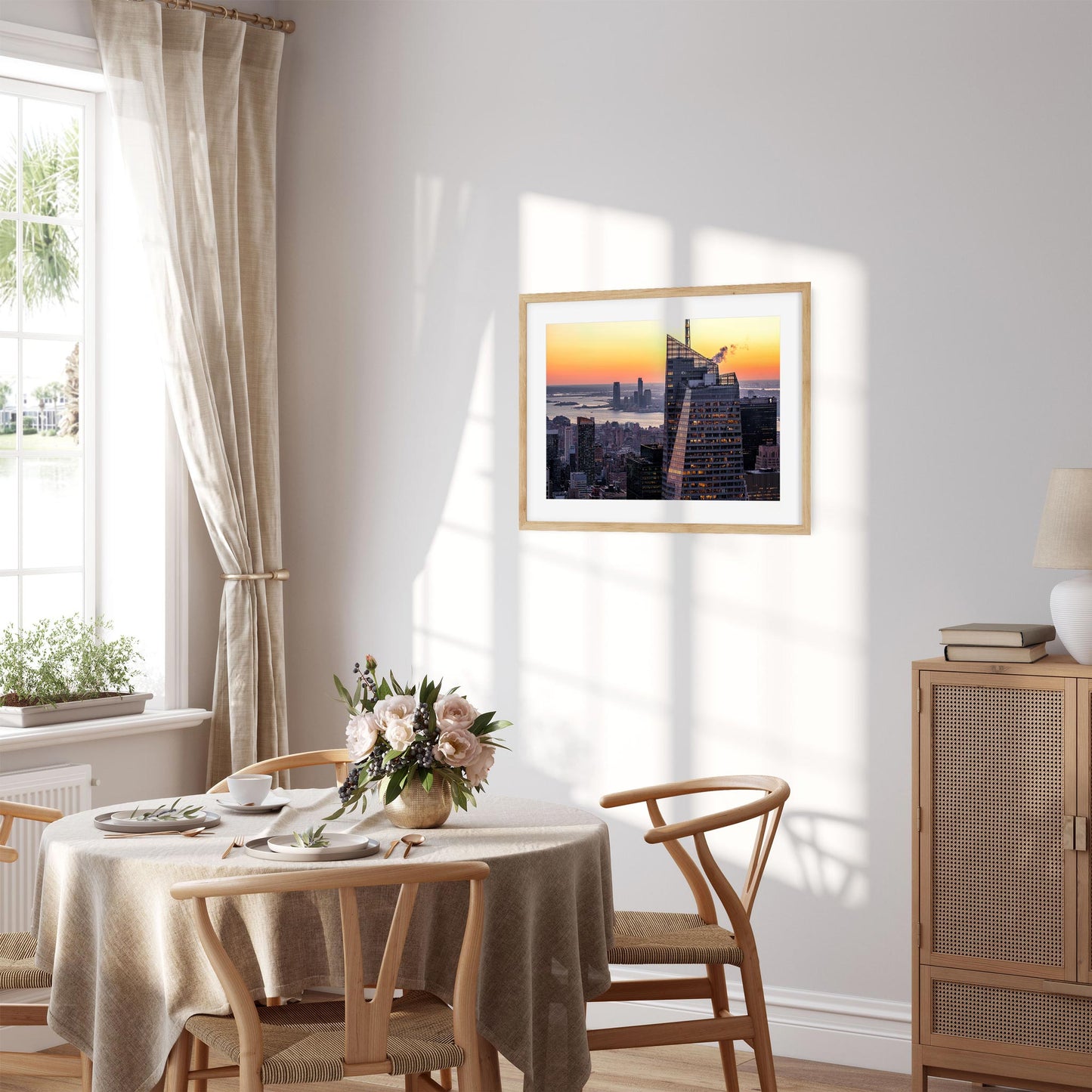 Fine art print of Winter Sunset Over Midtown Manhattan and Hudson River New York City