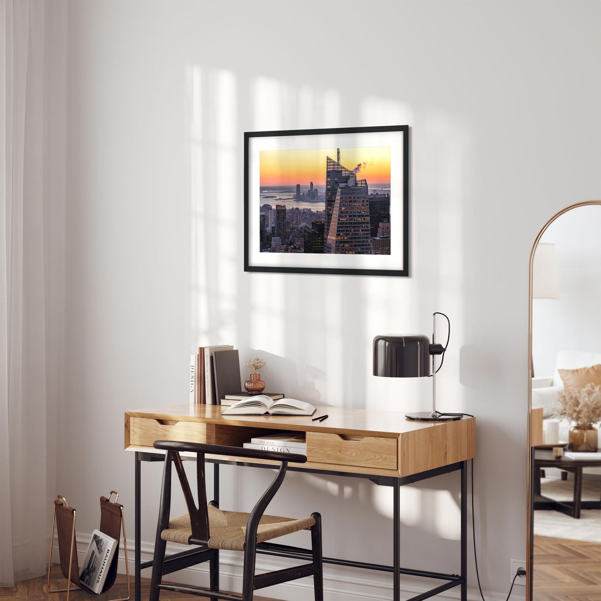 Fine art print of Winter Sunset Over Midtown Manhattan and Hudson River New York City