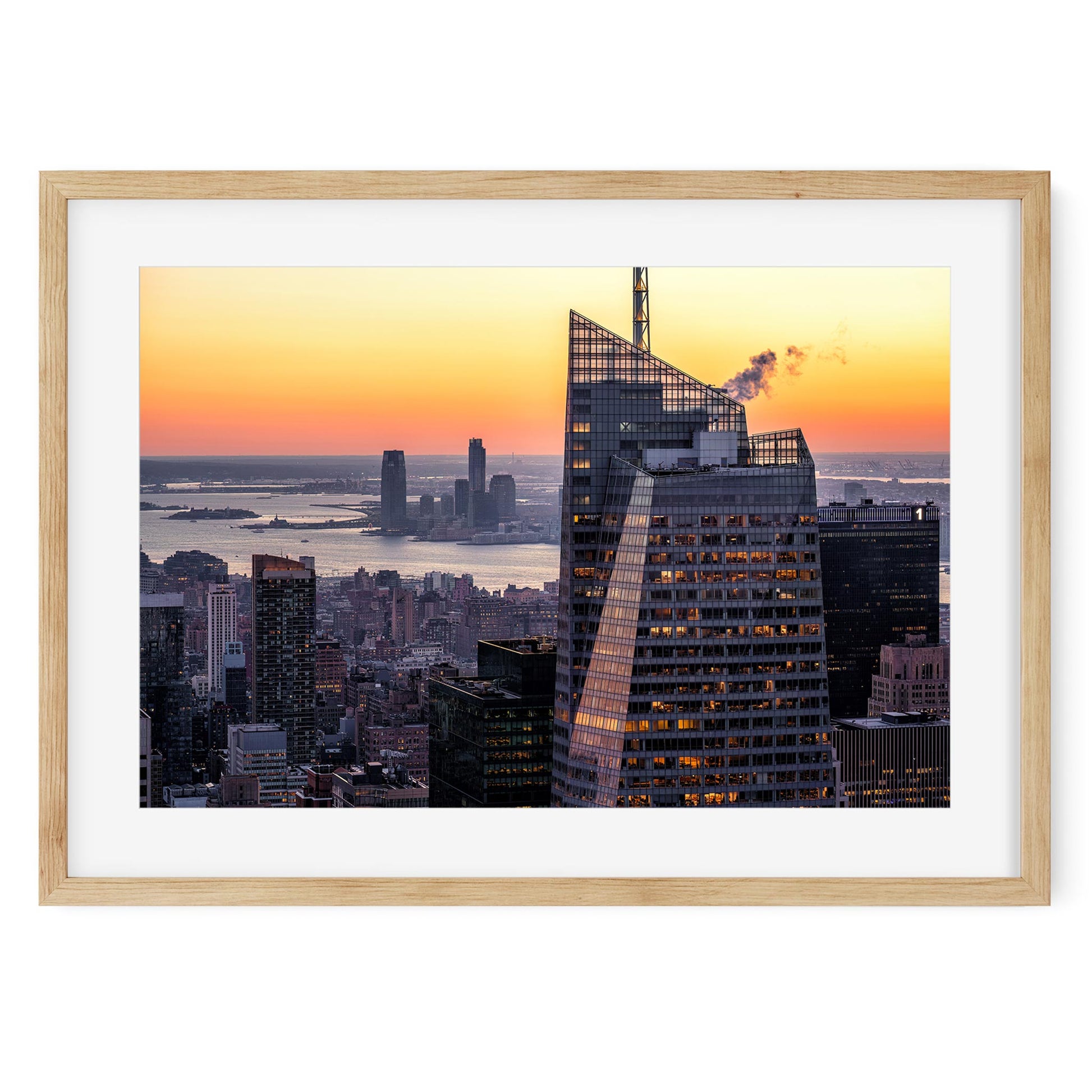 Fine art print of Winter Sunset Over Midtown Manhattan and Hudson River New York City