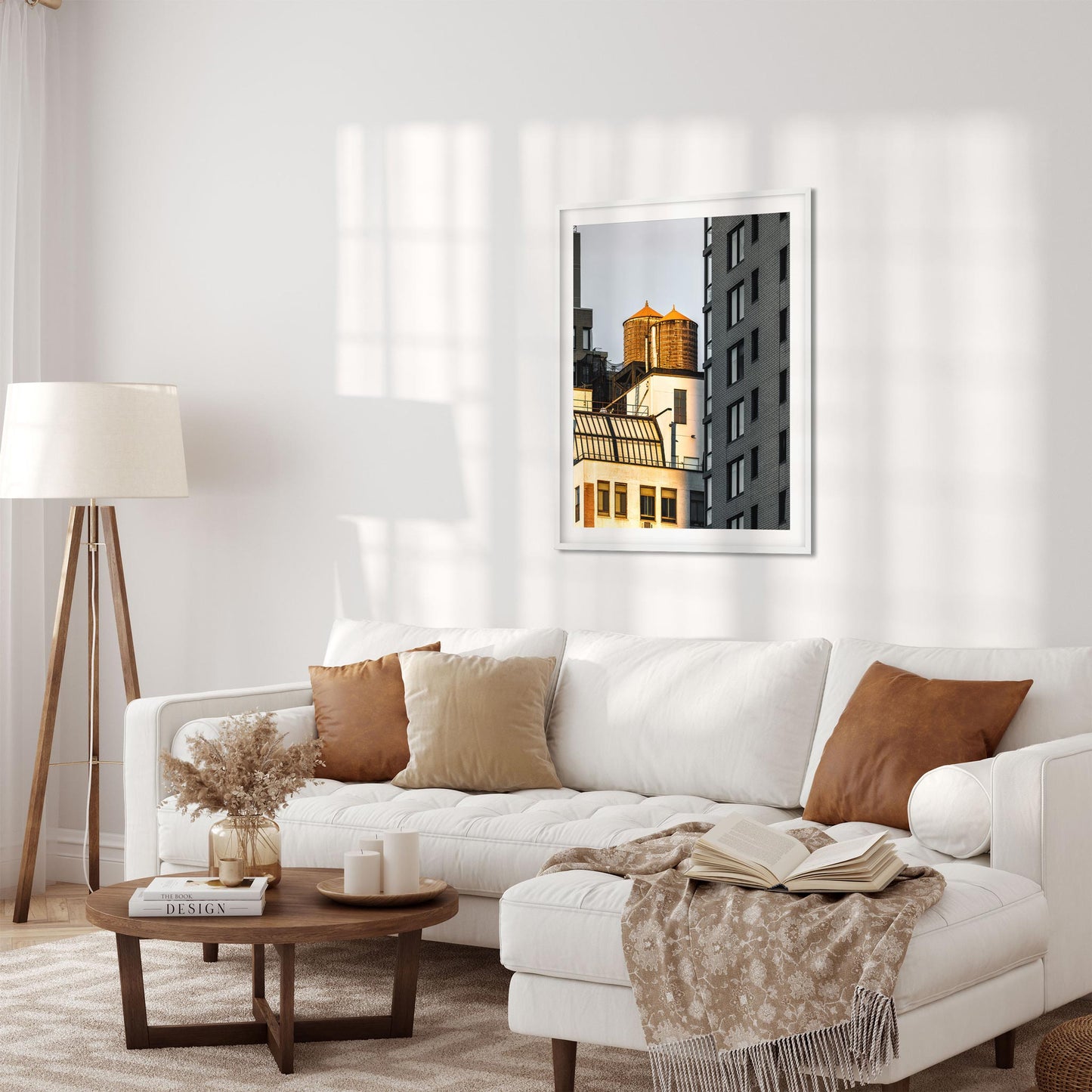 Fine art print of Twin Wood Water Tower in Hell's Kitchen Manhattan at Sunset 