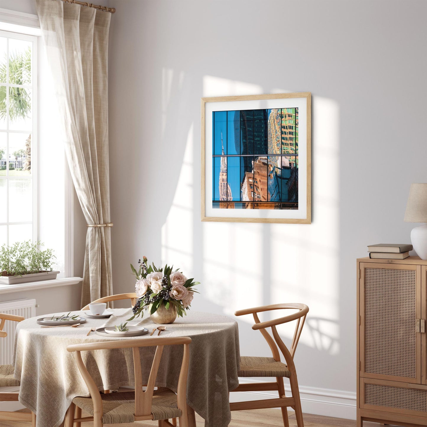 Fine art print of abstract buildings reflection of Empire State Building New York City