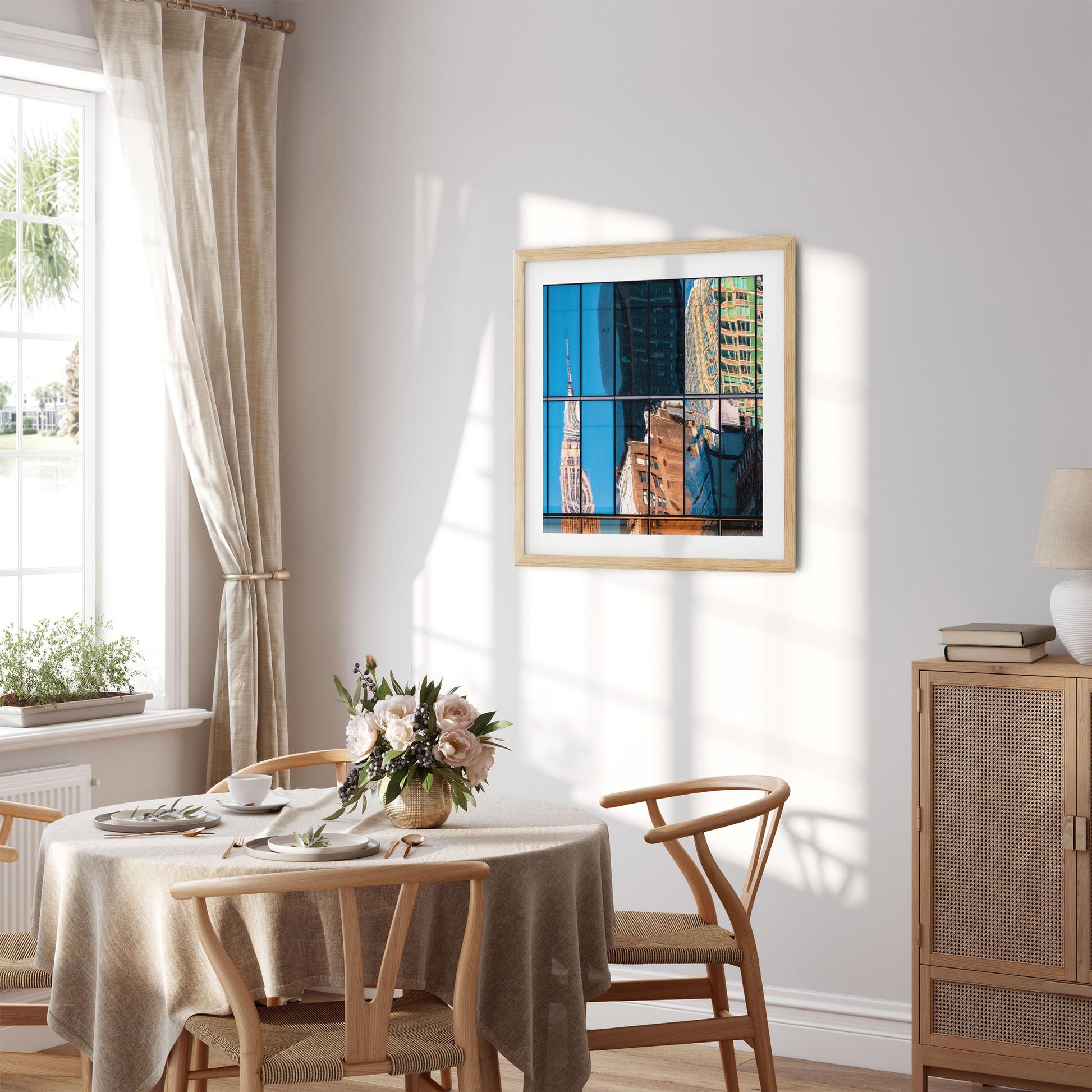 Fine art print of abstract buildings reflection of Empire State Building New York City