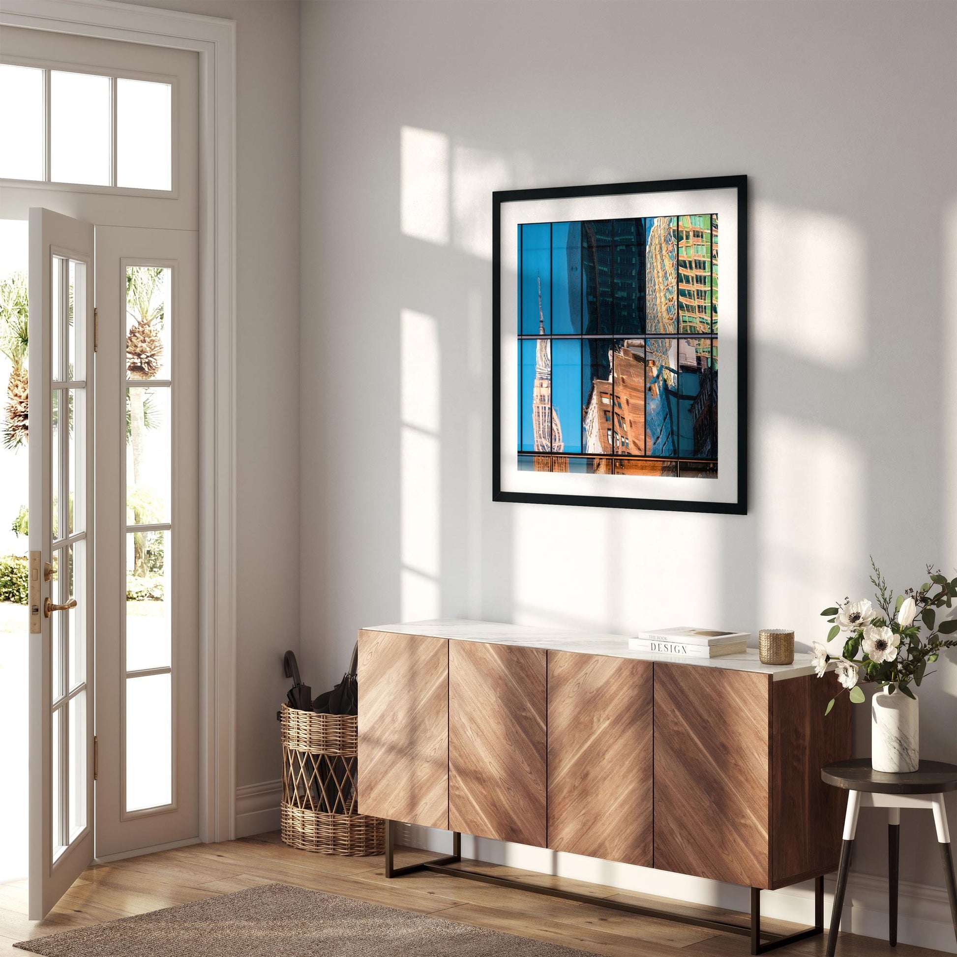 Fine art print of abstract buildings reflection of Empire State Building New York City