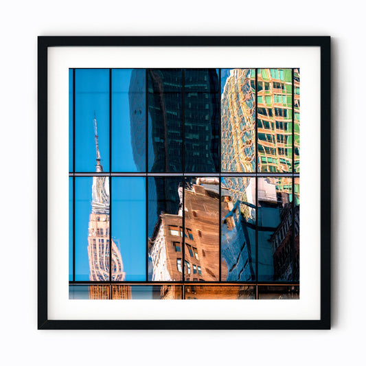 Fine art print of abstract buildings reflection of Empire State Building New York City
