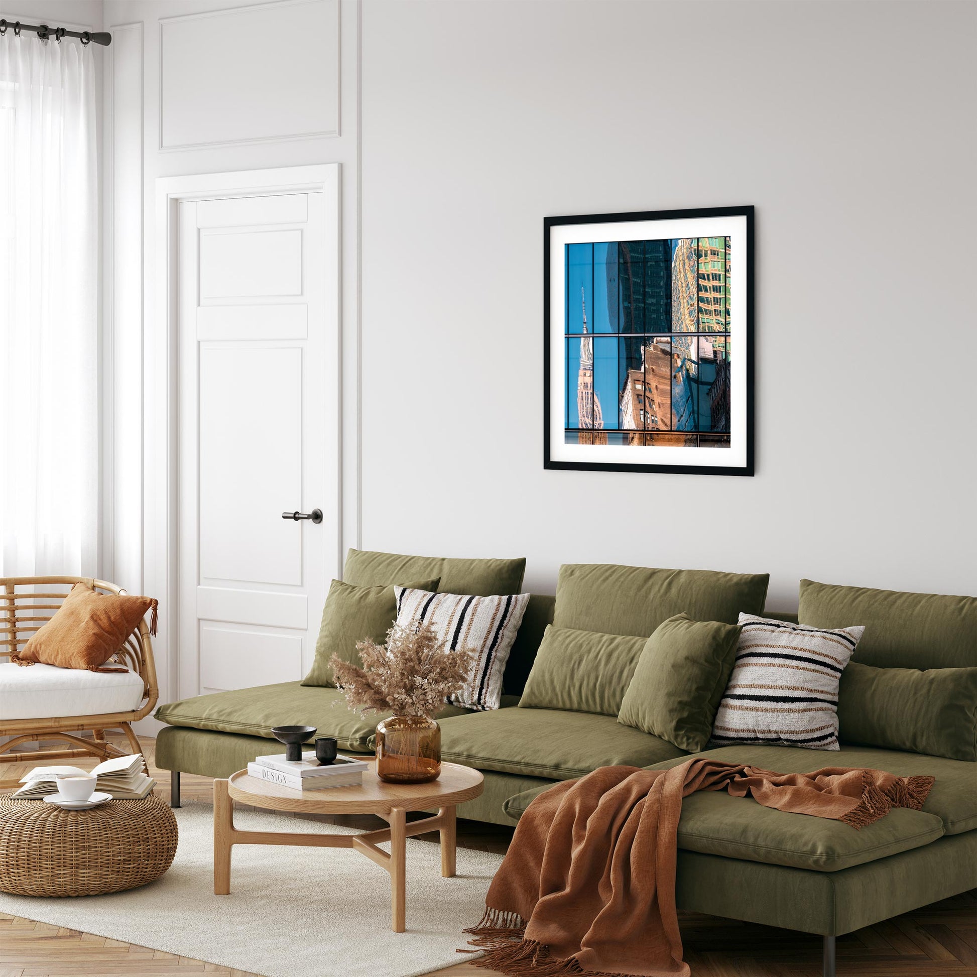 Fine art print of abstract buildings reflection of Empire State Building New York City