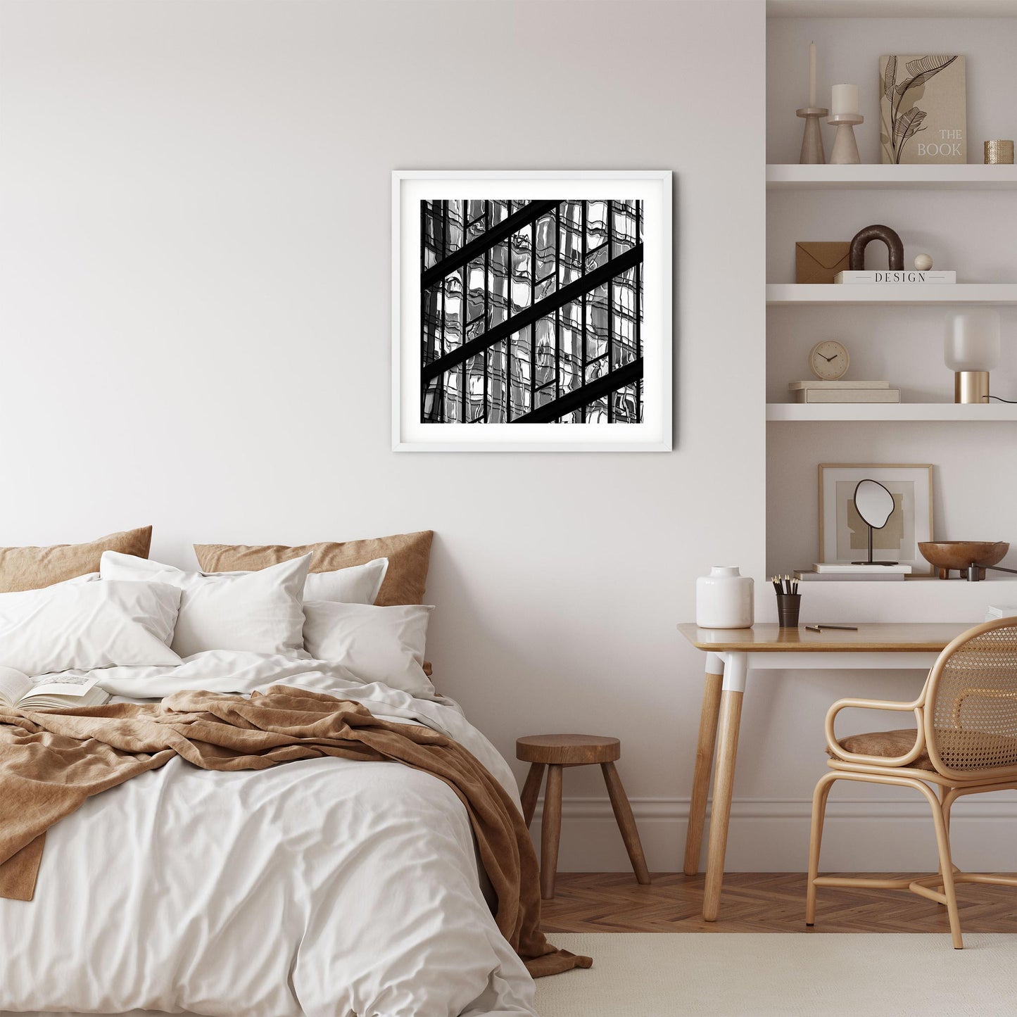 Fine art print of Black and White Abstract Building Reflections of Hudson Yards NYC