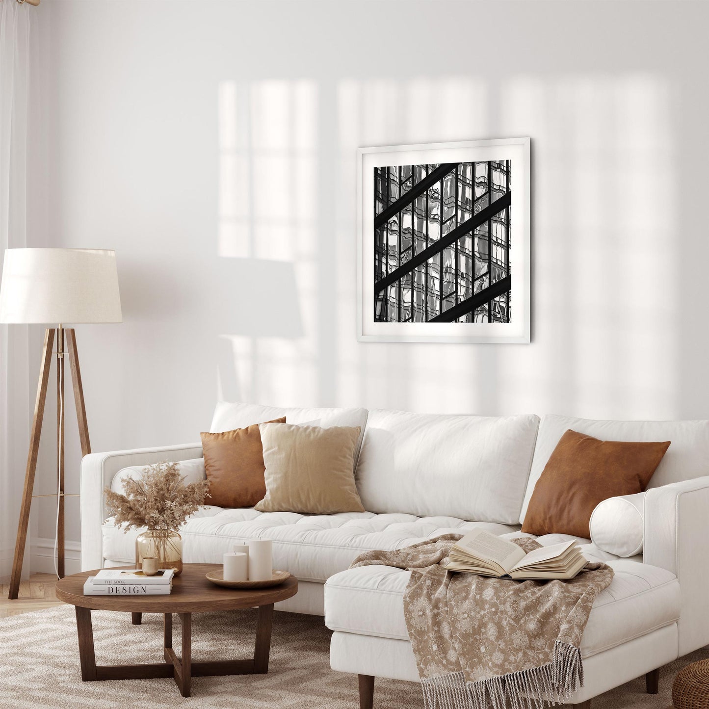 Fine art print of Black and White Abstract Building Reflections of Hudson Yards NYC