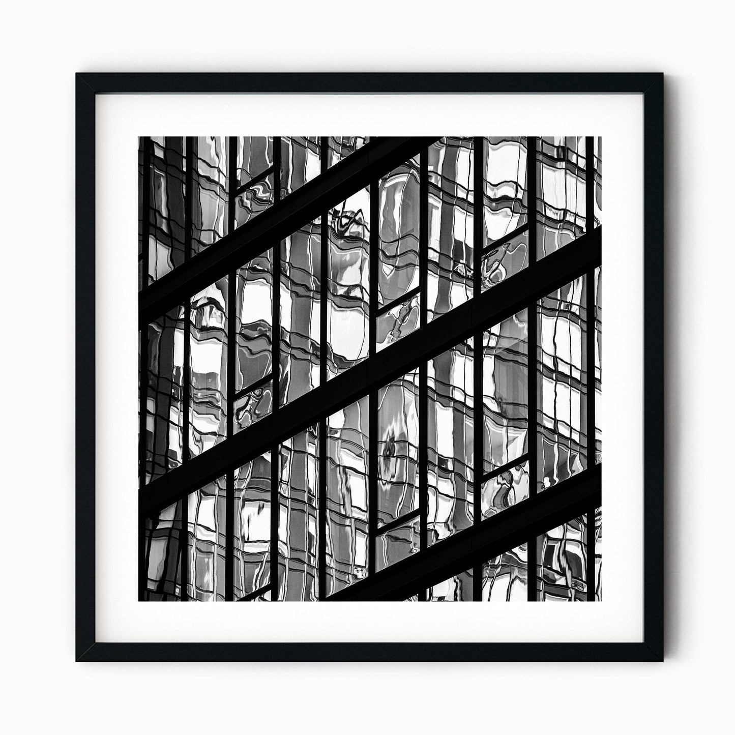 Fine art print of Black and White Abstract Building Reflections of Hudson Yards NYC