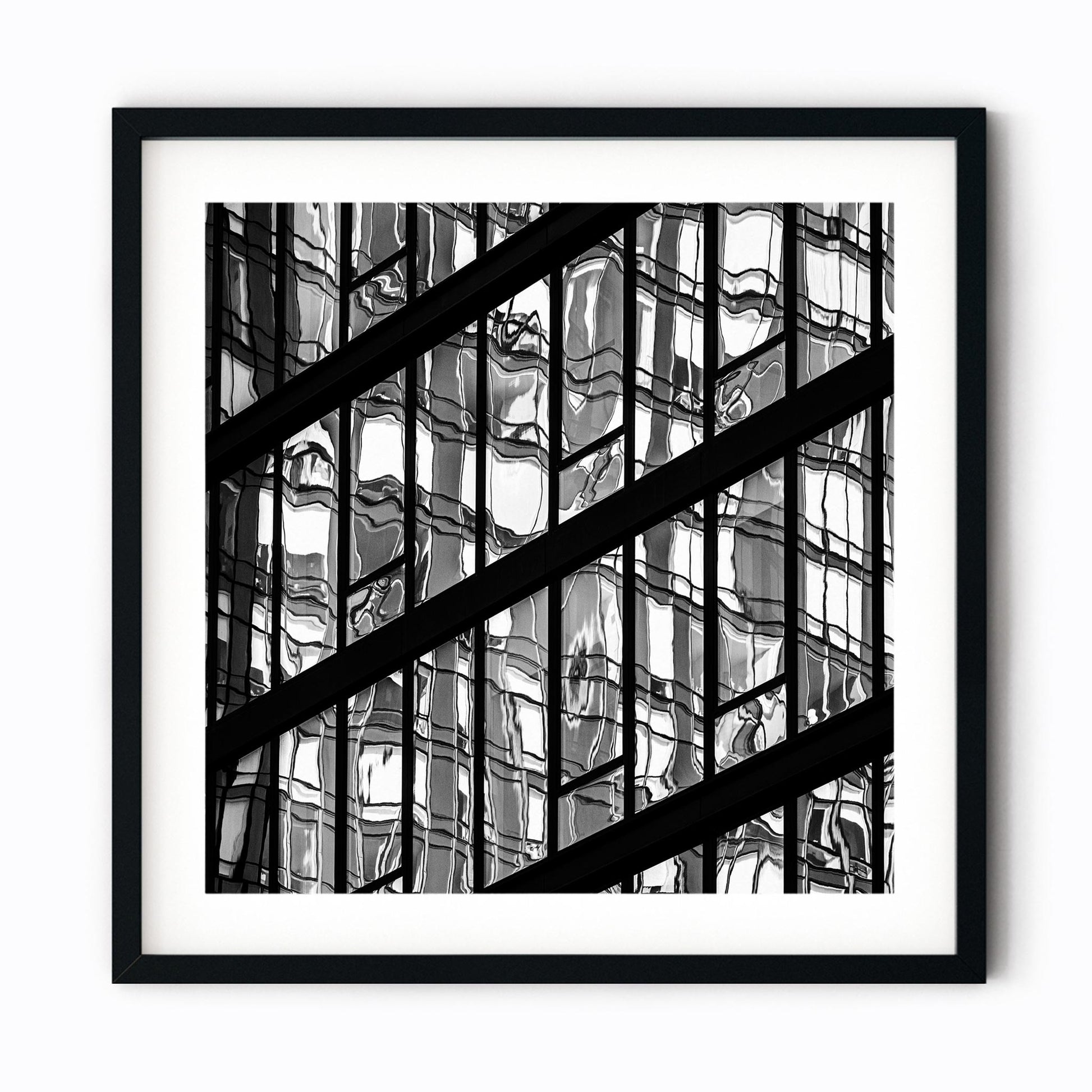 Fine art print of Black and White Abstract Building Reflections of Hudson Yards NYC