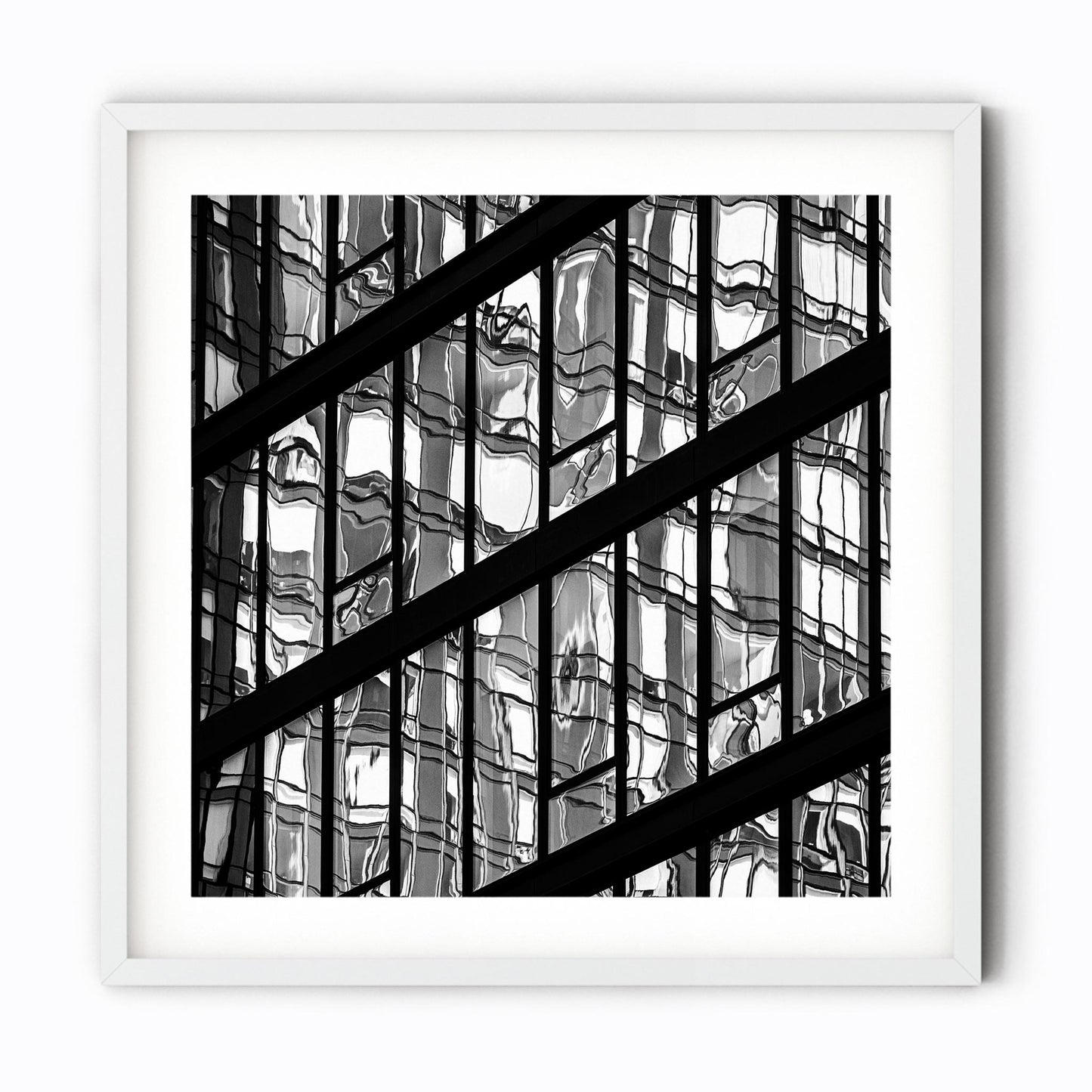 Fine art print of Black and White Abstract Building Reflections of Hudson Yards NYC