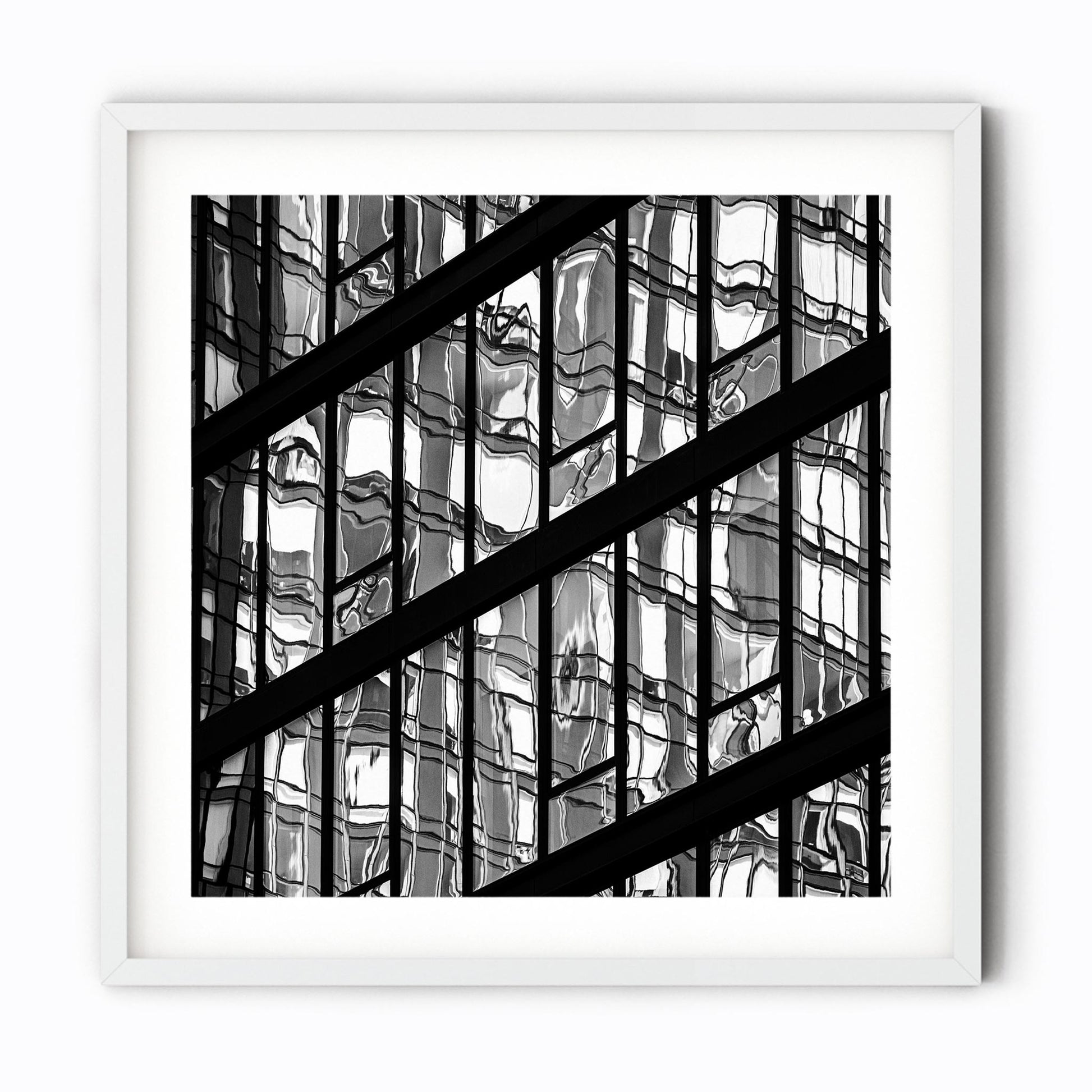 Fine art print of Black and White Abstract Building Reflections of Hudson Yards NYC