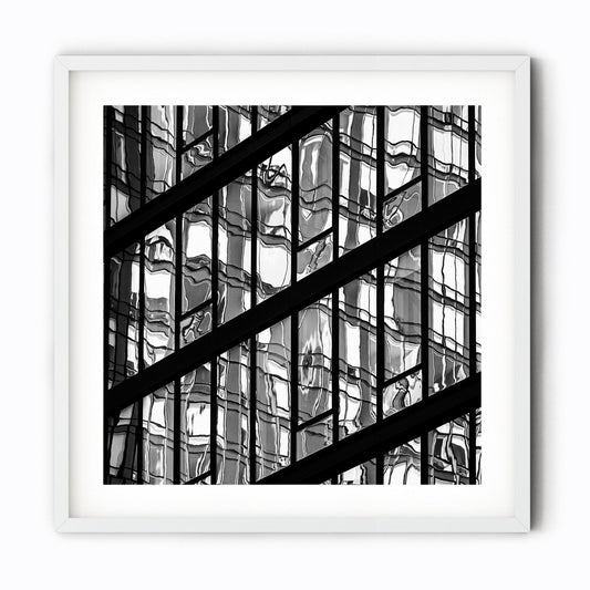 Fine art print of Black and White Abstract Building Reflections of Hudson Yards NYC