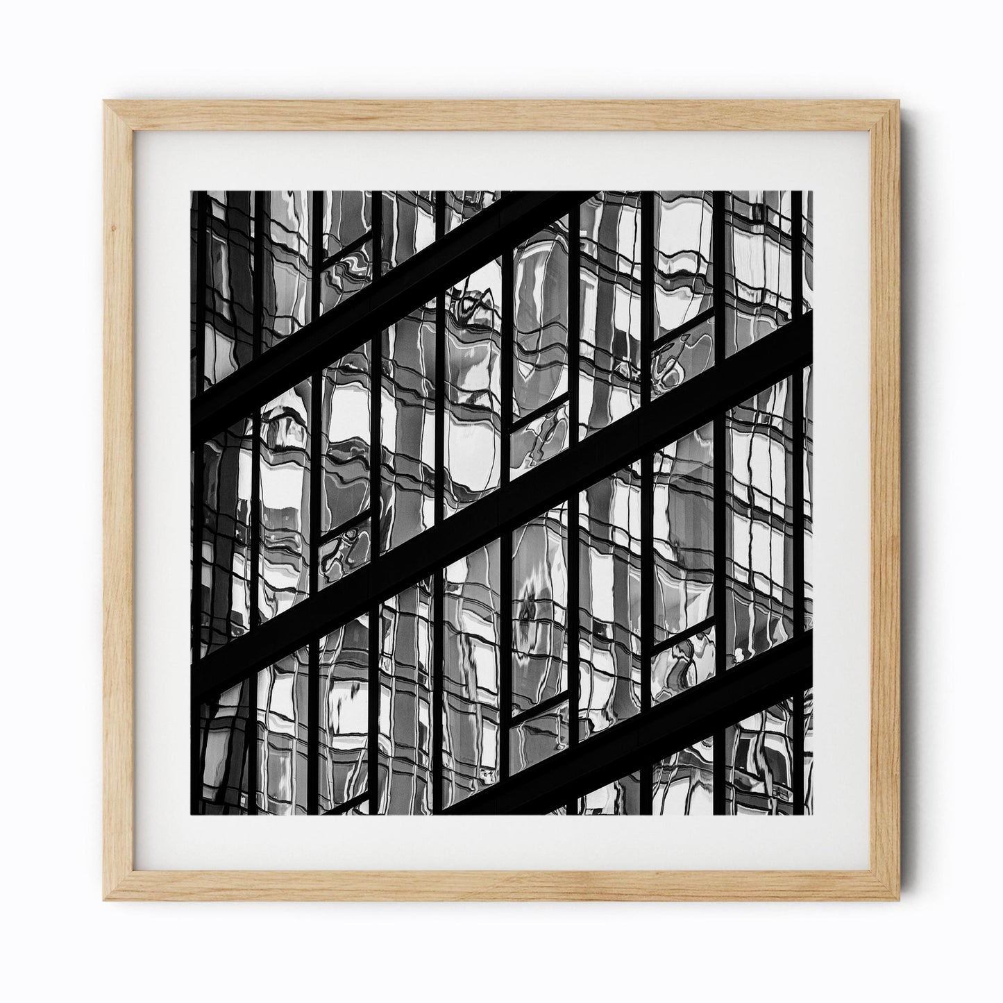 Fine art print of Black and White Abstract Building Reflections of Hudson Yards NYC