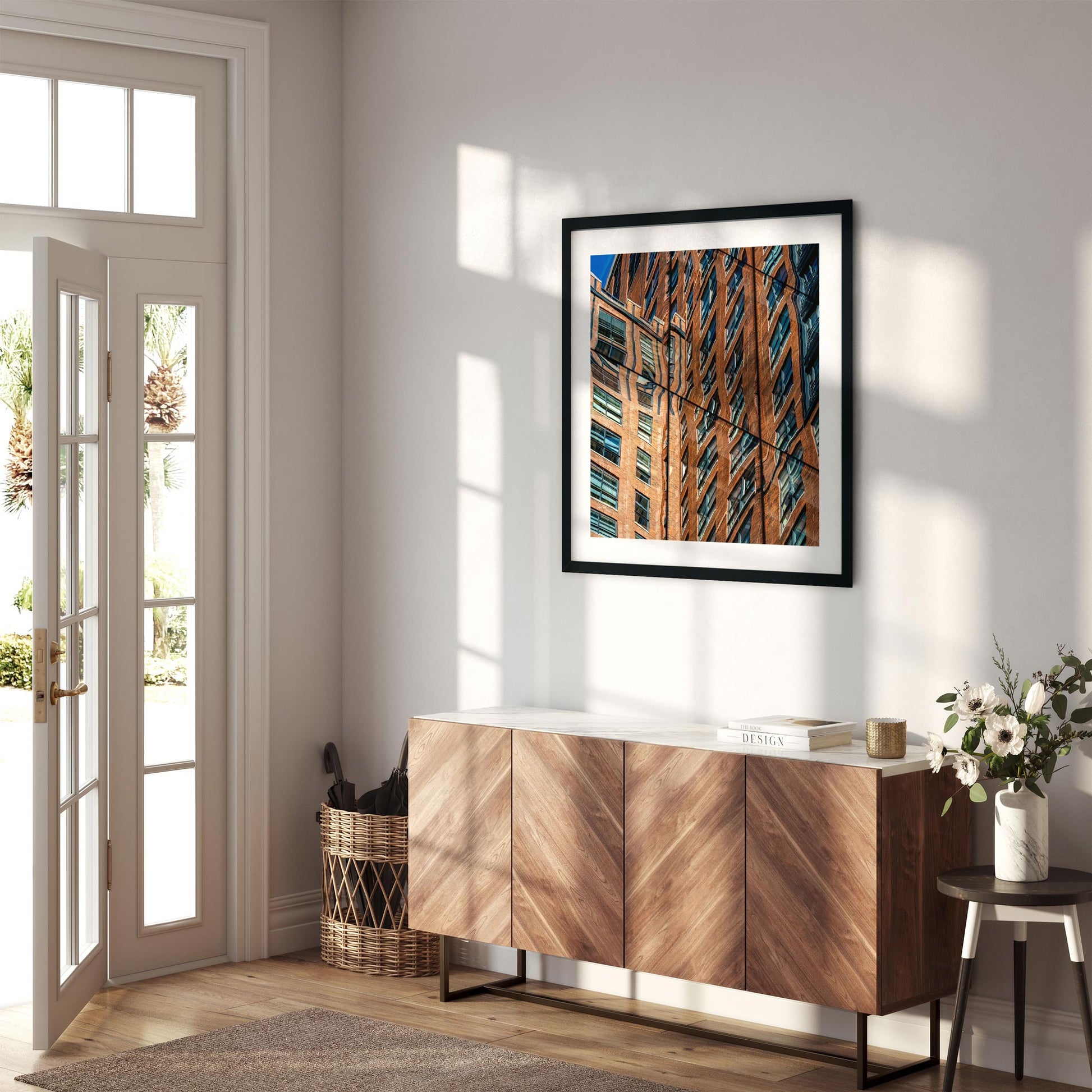 Fine art print of abstract building reflection in High Line Chelsea NYC