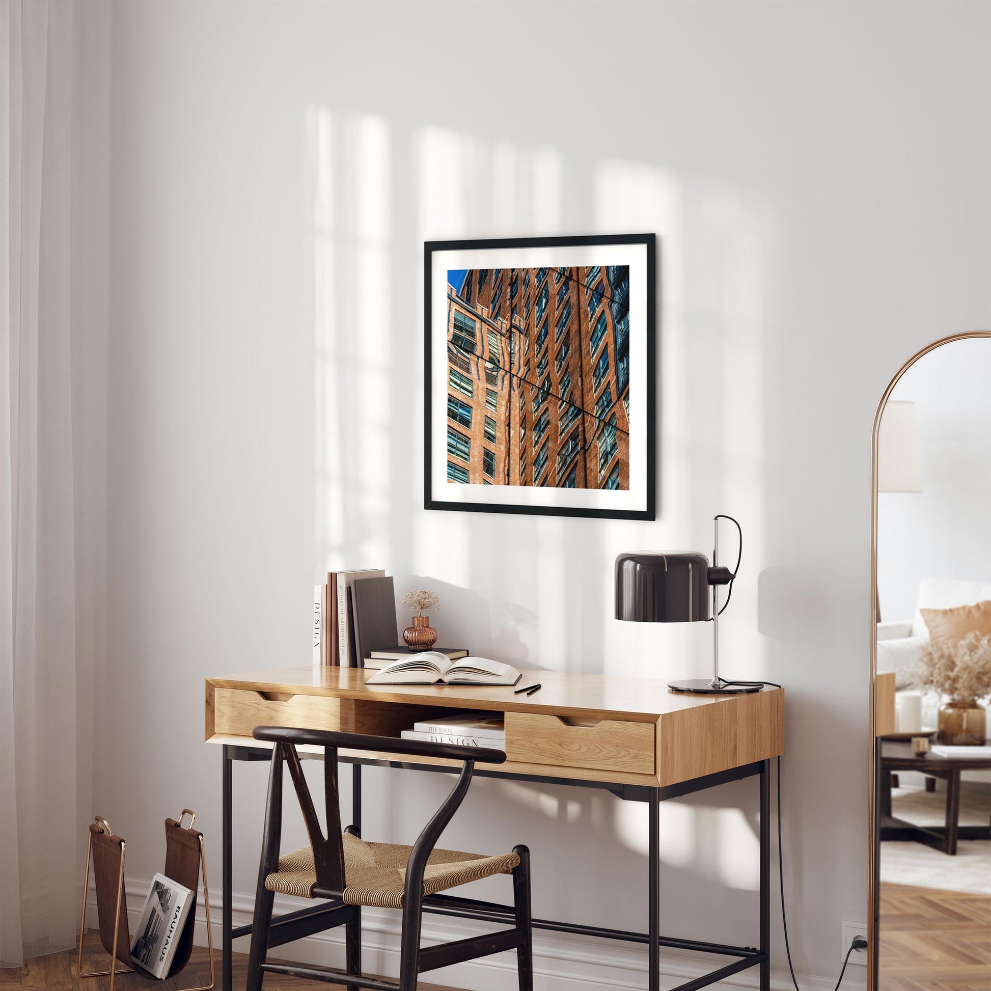 Fine art print of abstract building reflection in High Line Chelsea NYC