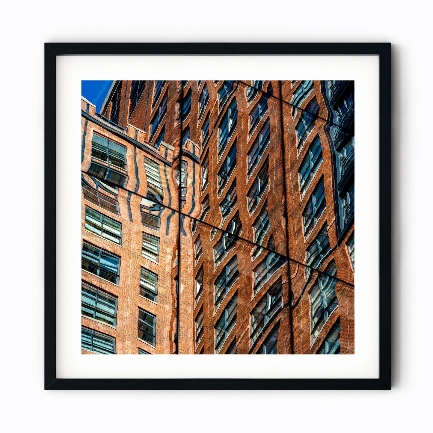 Fine art print of abstract building reflection in High Line Chelsea NYC