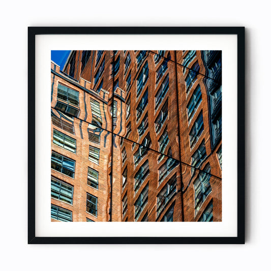 Fine art print of abstract building reflection in High Line Chelsea NYC