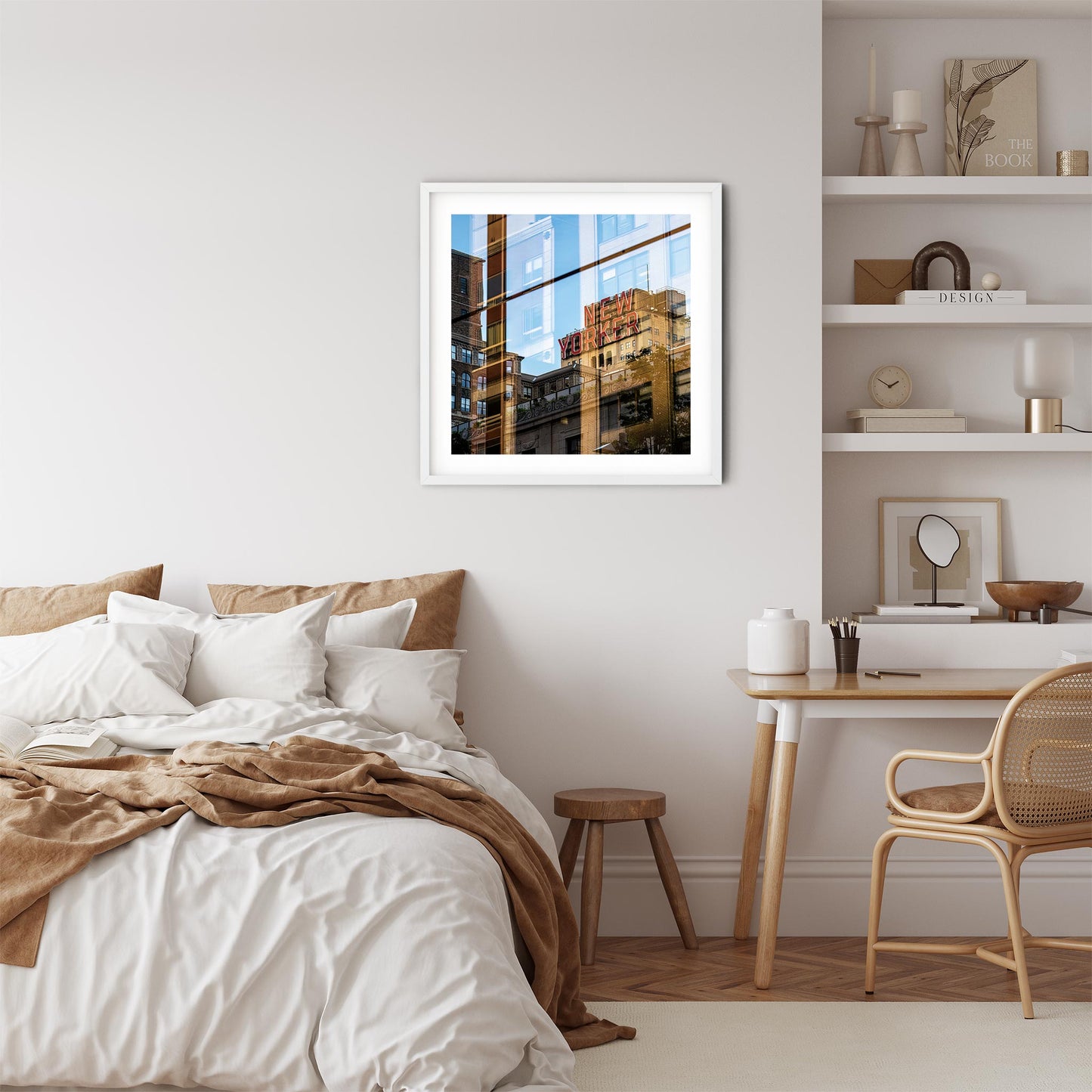 Fine art print of New Yorker Sign and Reflections Garment District NYC