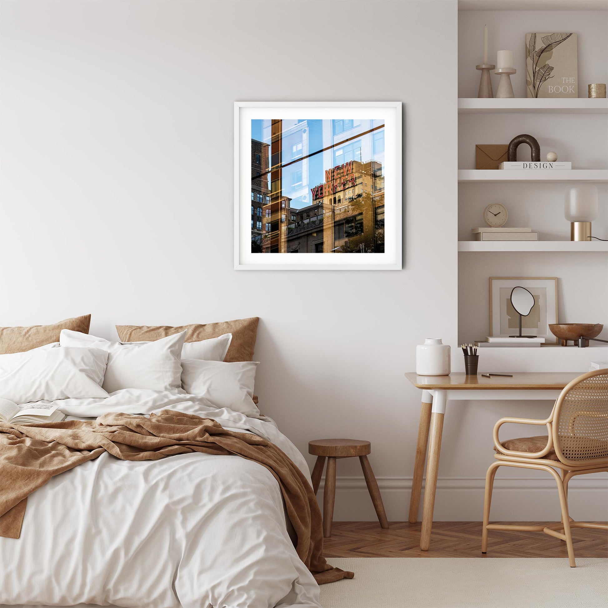 Fine art print of New Yorker Sign and Reflections Garment District NYC