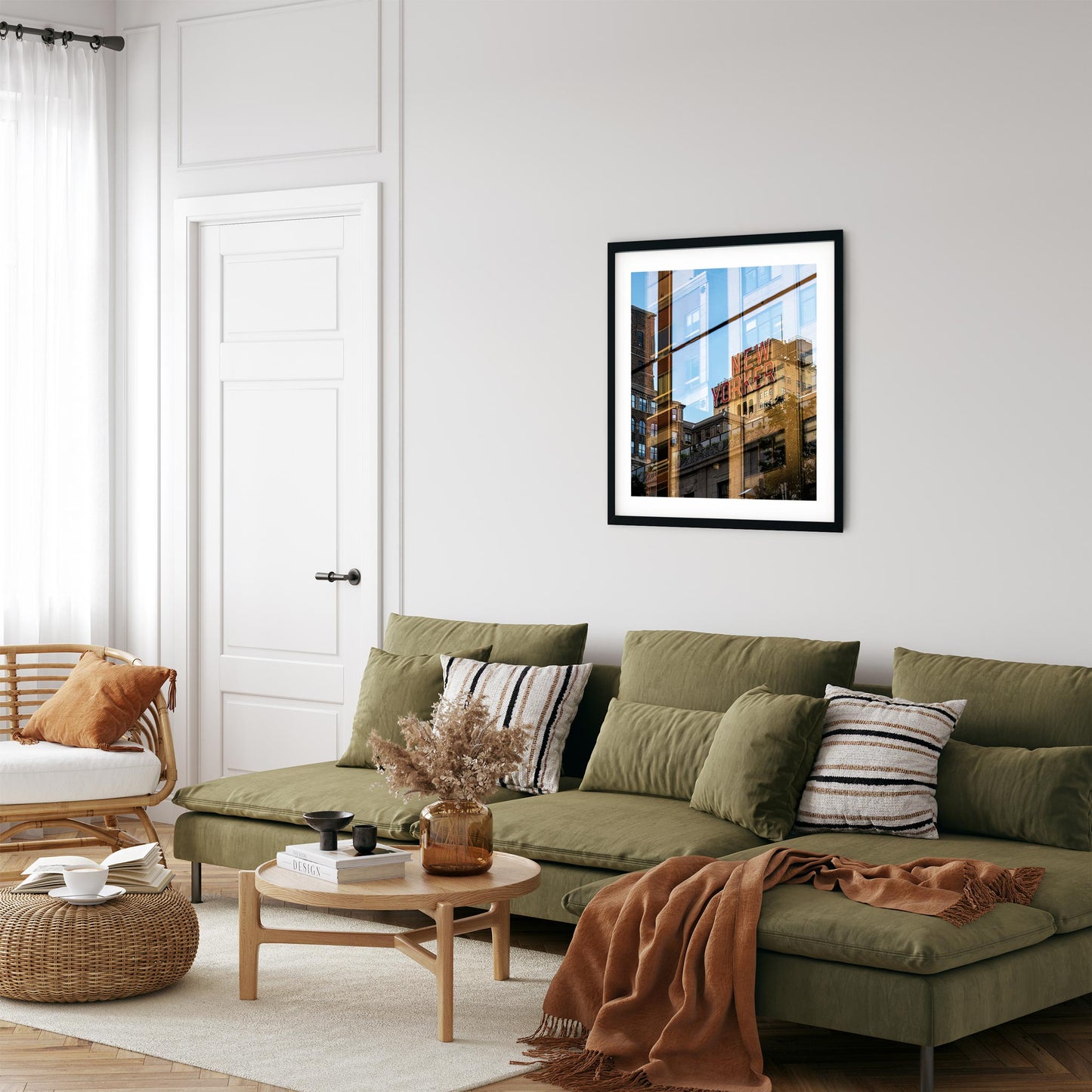 Fine art print of New Yorker Sign and Reflections Garment District NYC