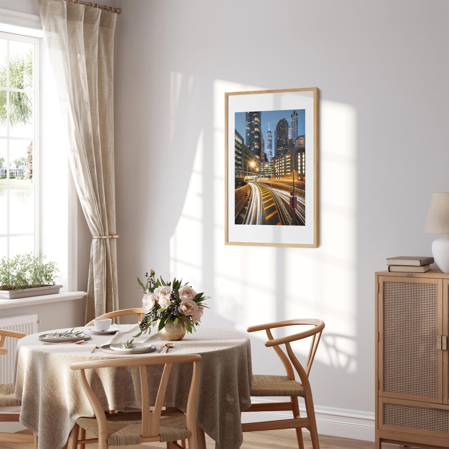 Fine art print of Light Trails in Lower Manhattan at Night