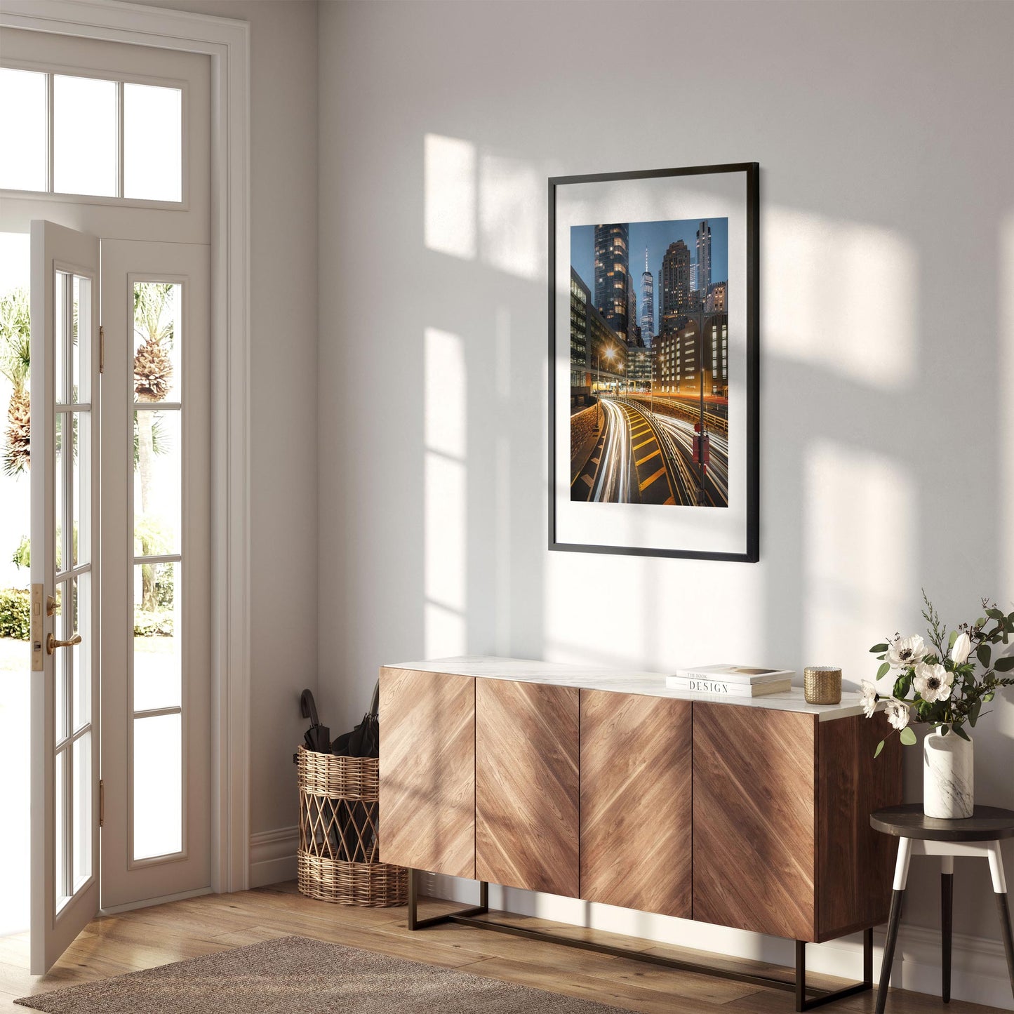 Fine art print of Light Trails in Lower Manhattan at Night