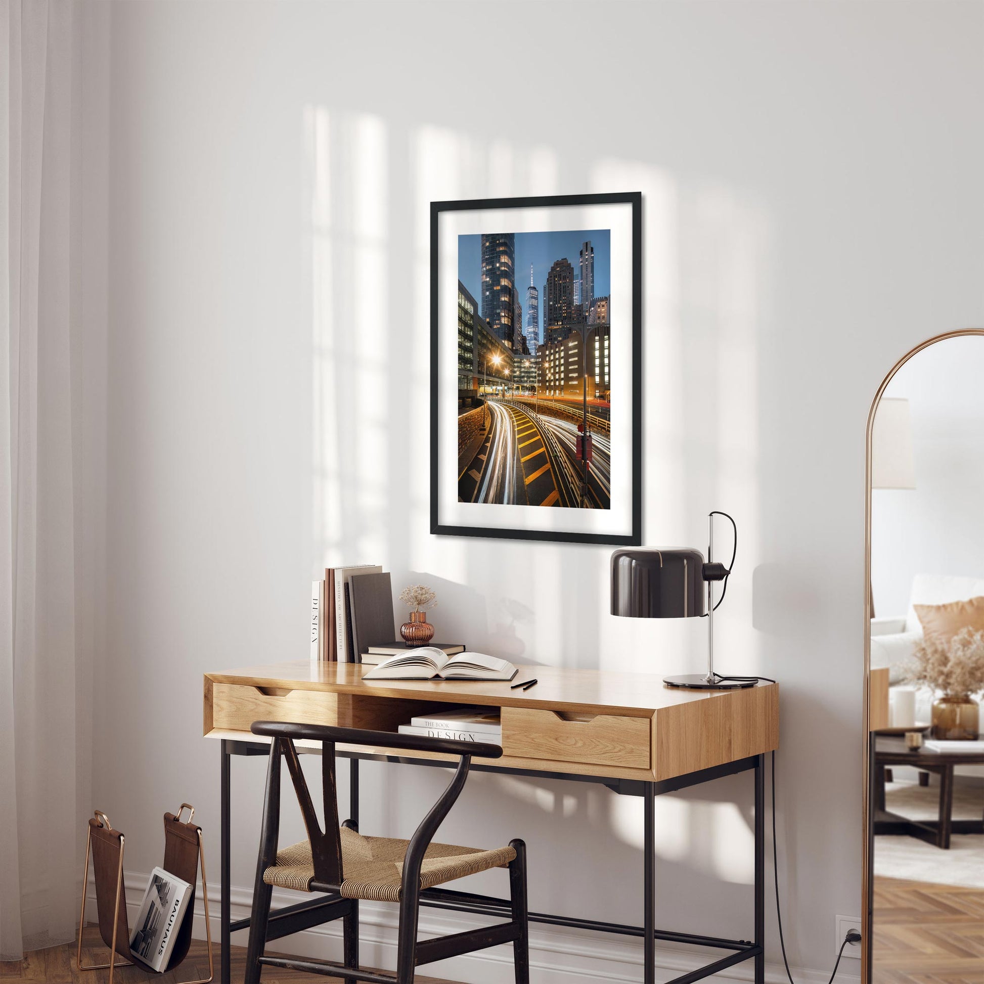 Fine art print of Light Trails in Lower Manhattan at Night