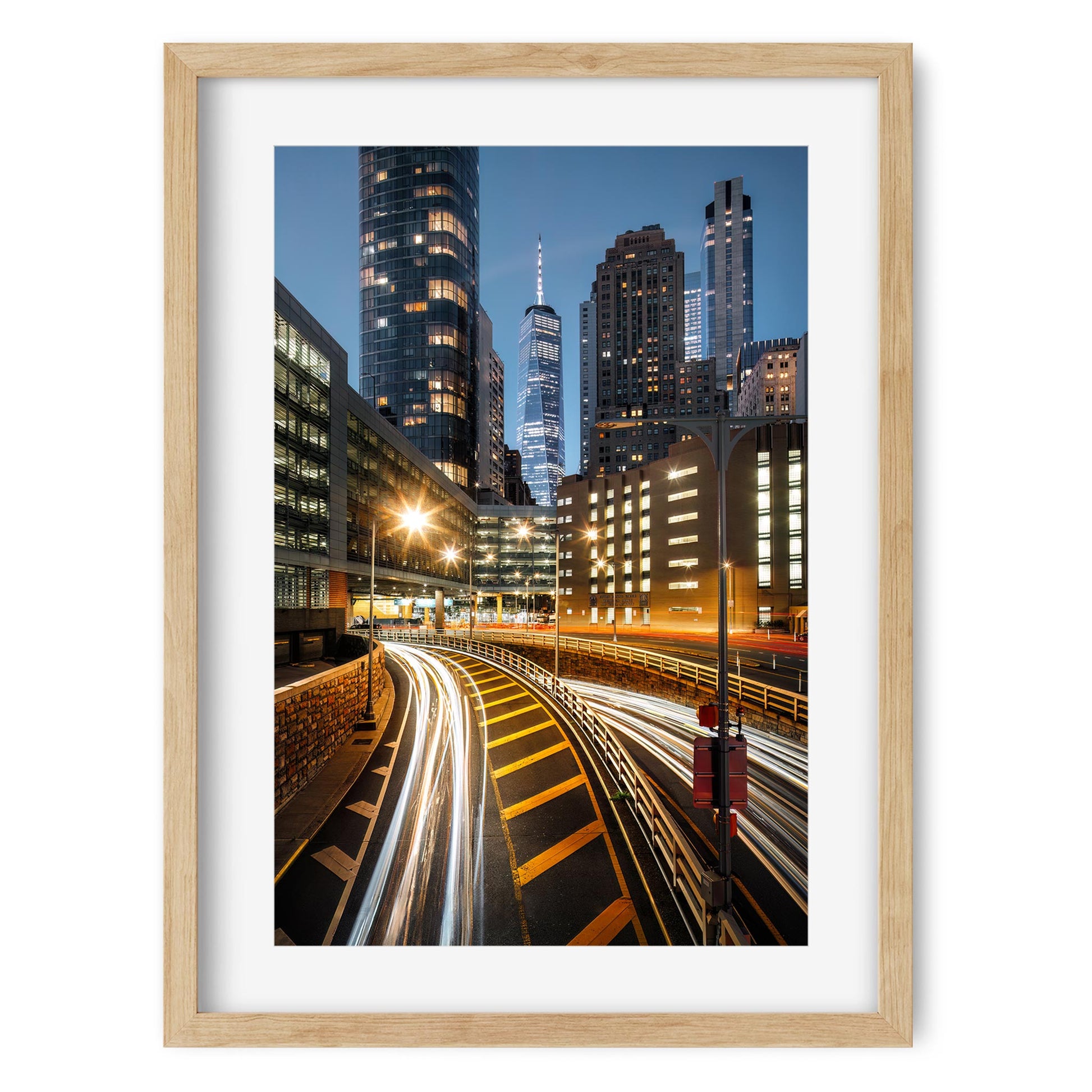 Fine art print of Light Trails in Lower Manhattan at Night