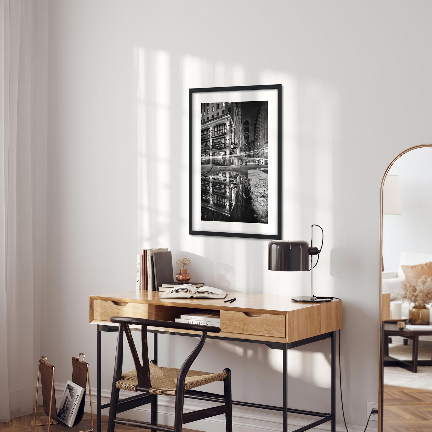 Fine art print of Lower Manhattan Broad Street Reflection at Night