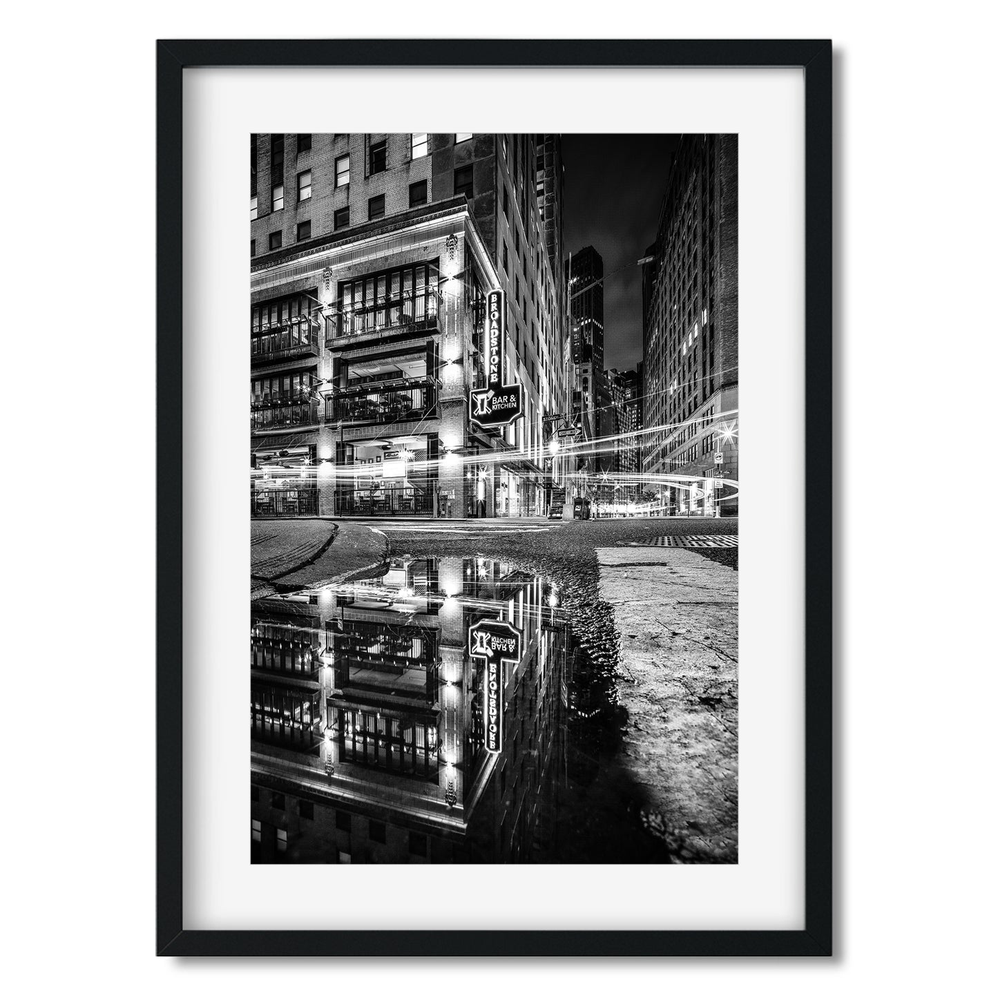 Lower Manhattan Broad Street reflection at night 2024
