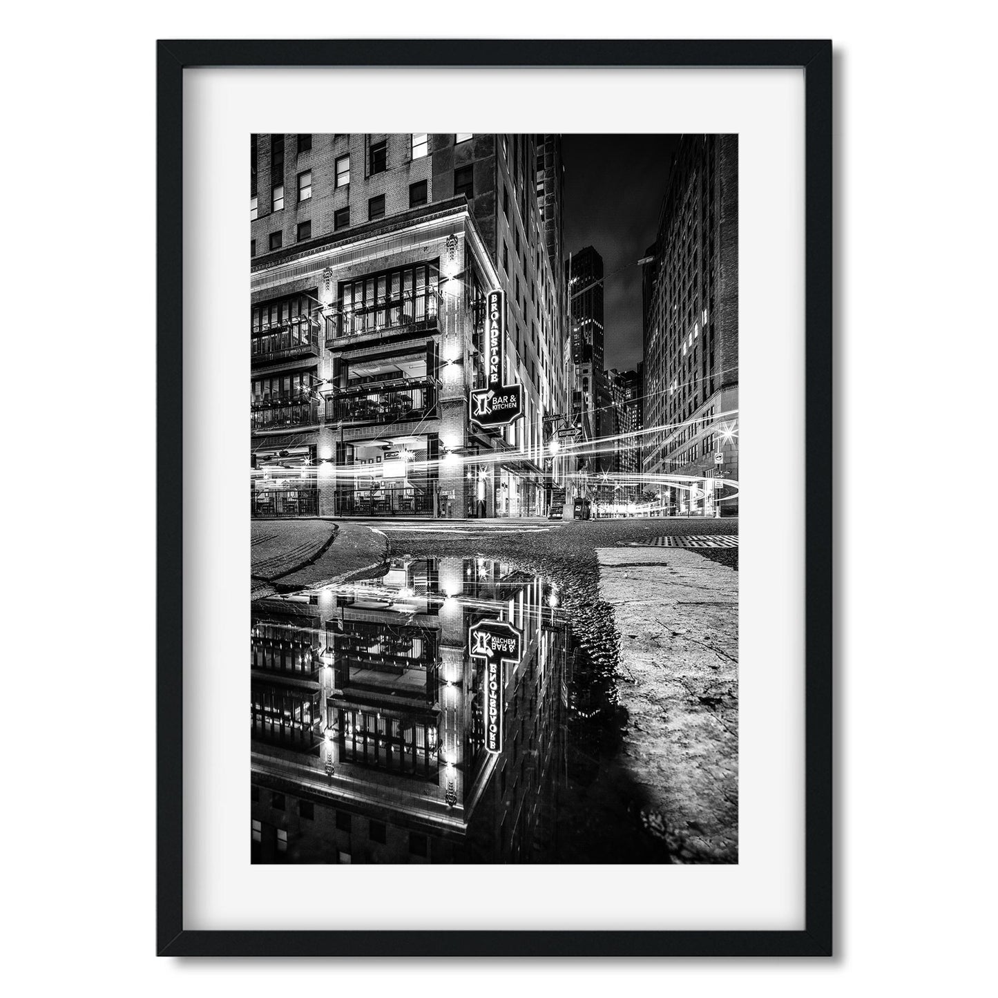 Fine art print of Lower Manhattan Broad Street Reflection at Night