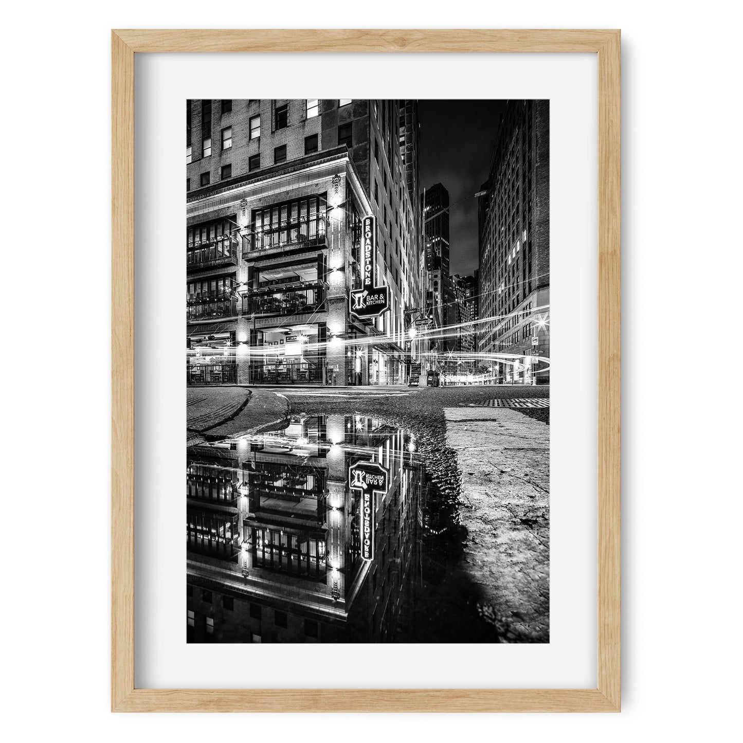 Lower Manhattan Broad Street reflection at night 2024