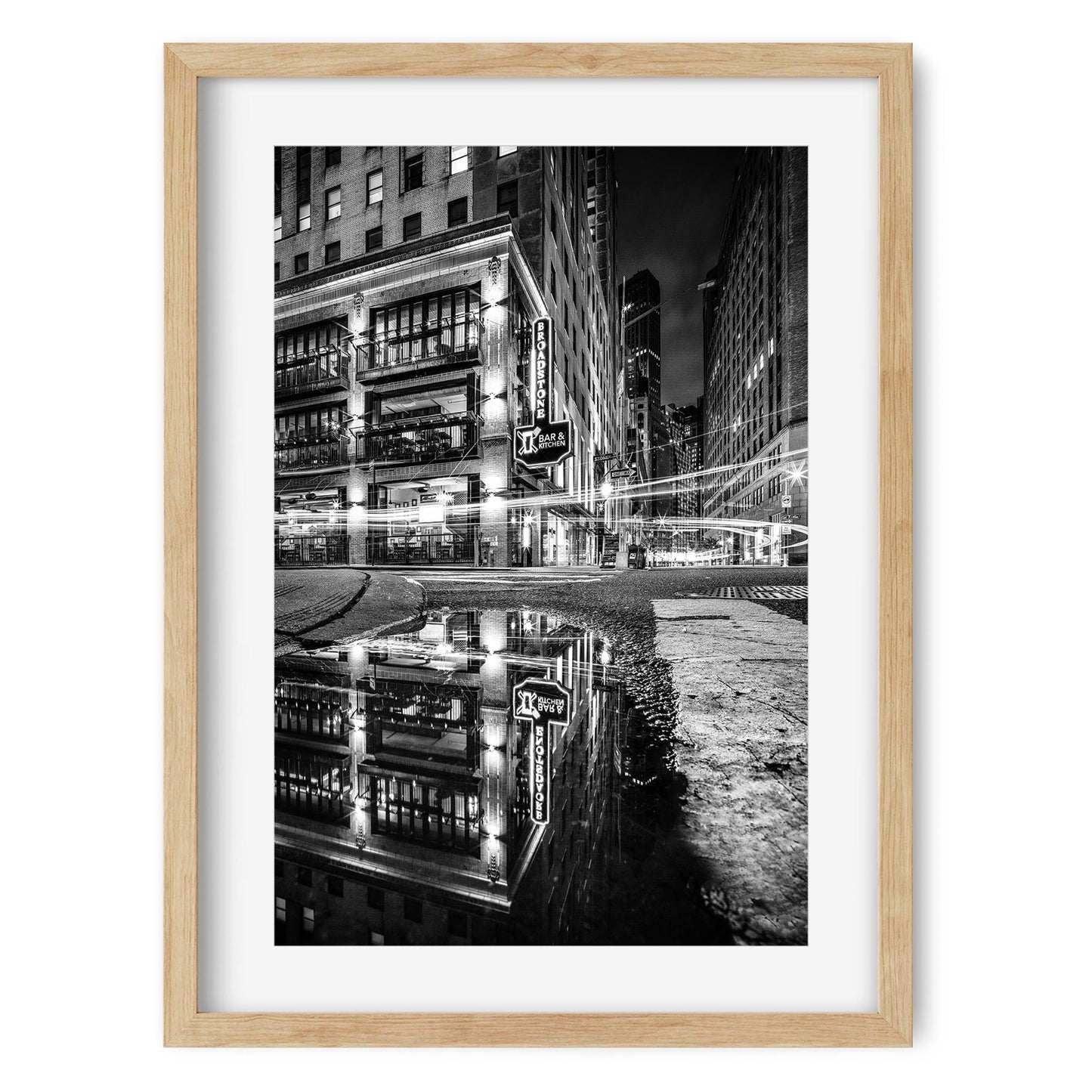 Fine art print of Lower Manhattan Broad Street Reflection at Night