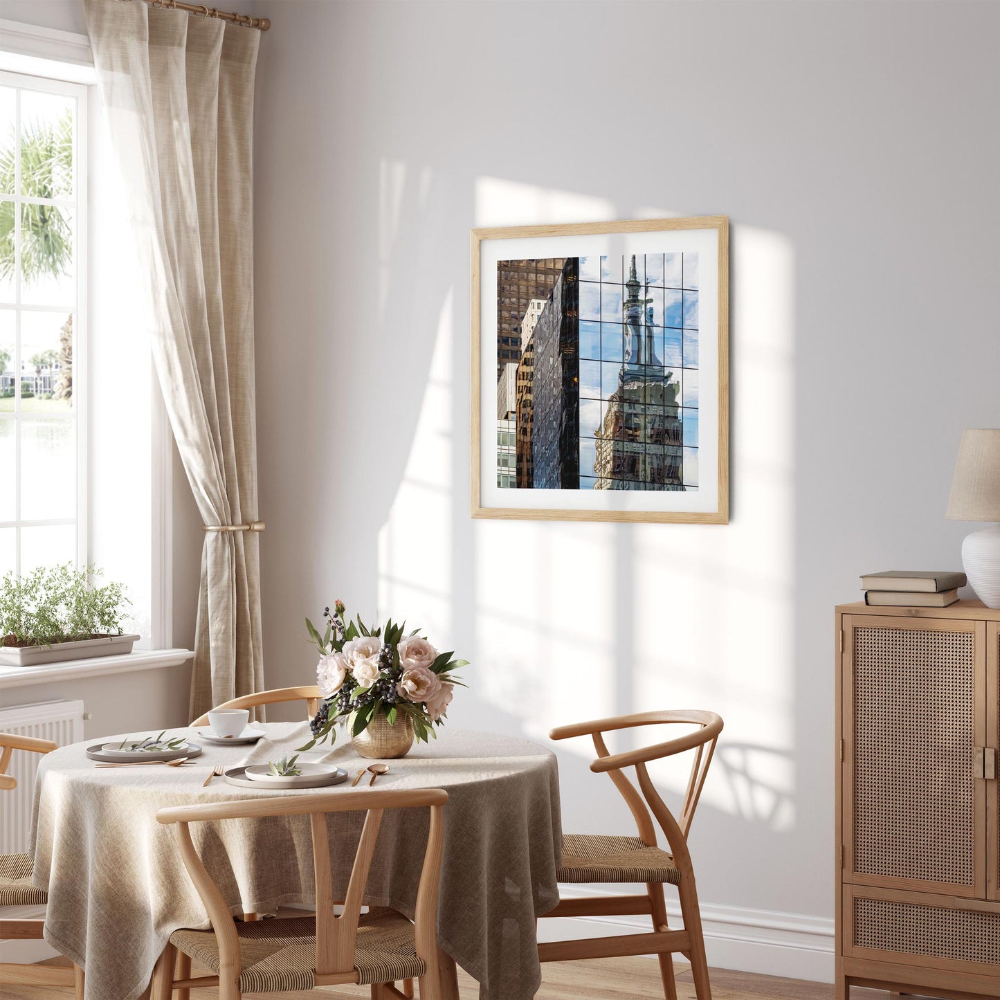 Fine art print of Empire State Building Reflections in Bryant Park Midtown Manhattan NYC