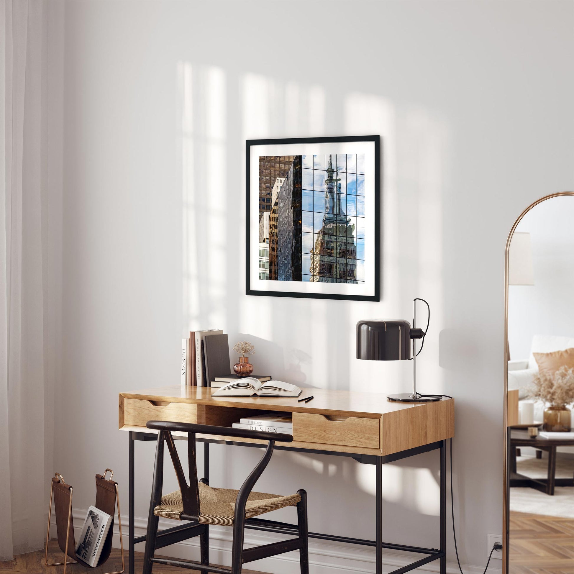 Fine art print of Empire State Building Reflections in Bryant Park Midtown Manhattan NYC