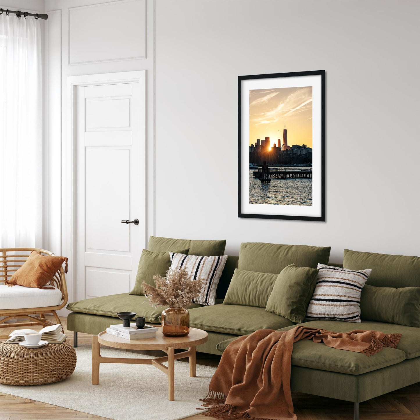 Fine art print of East River Sunset Silhouettes of World Trade Center New York City