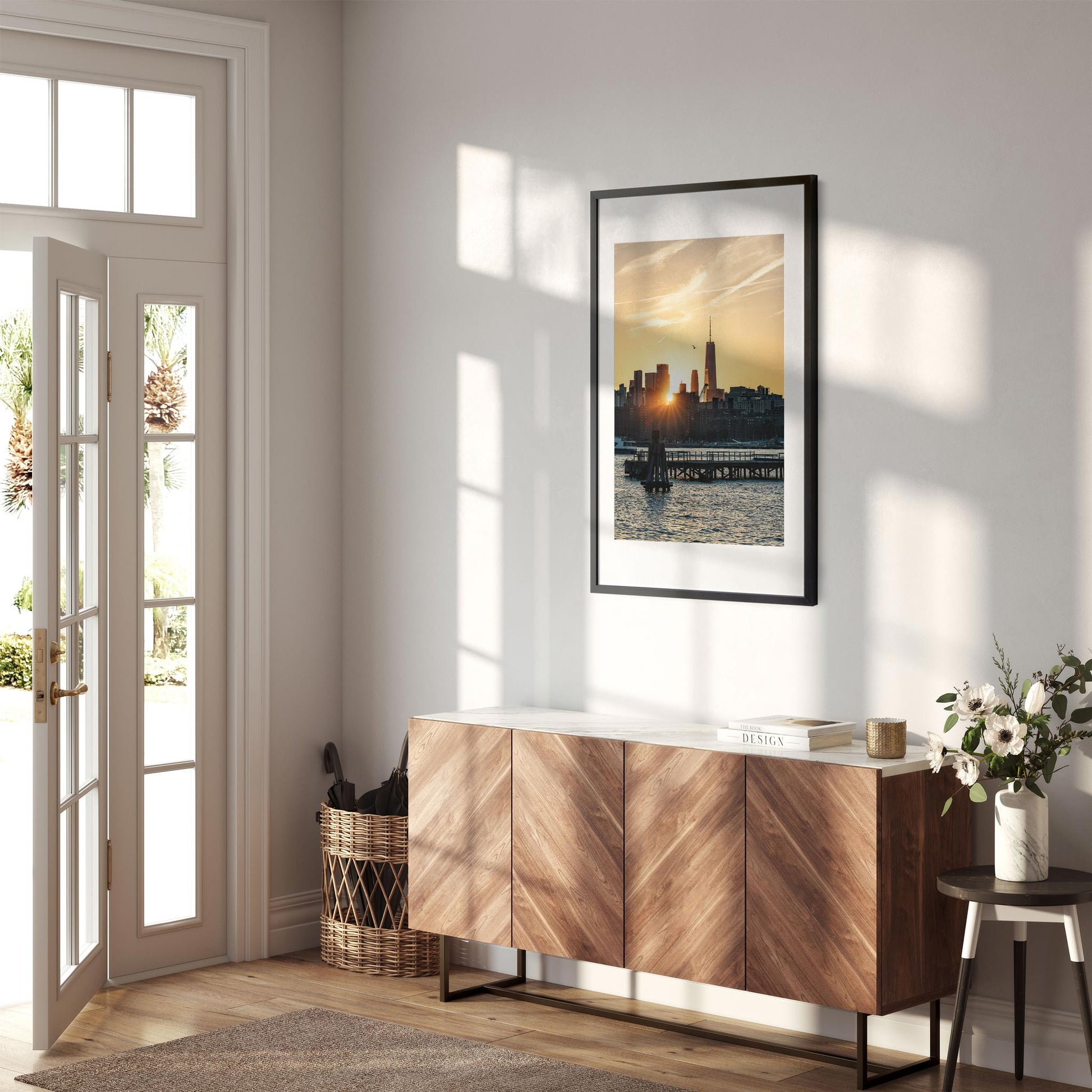 Fine art print of East River Sunset Silhouettes of World Trade Center New York City