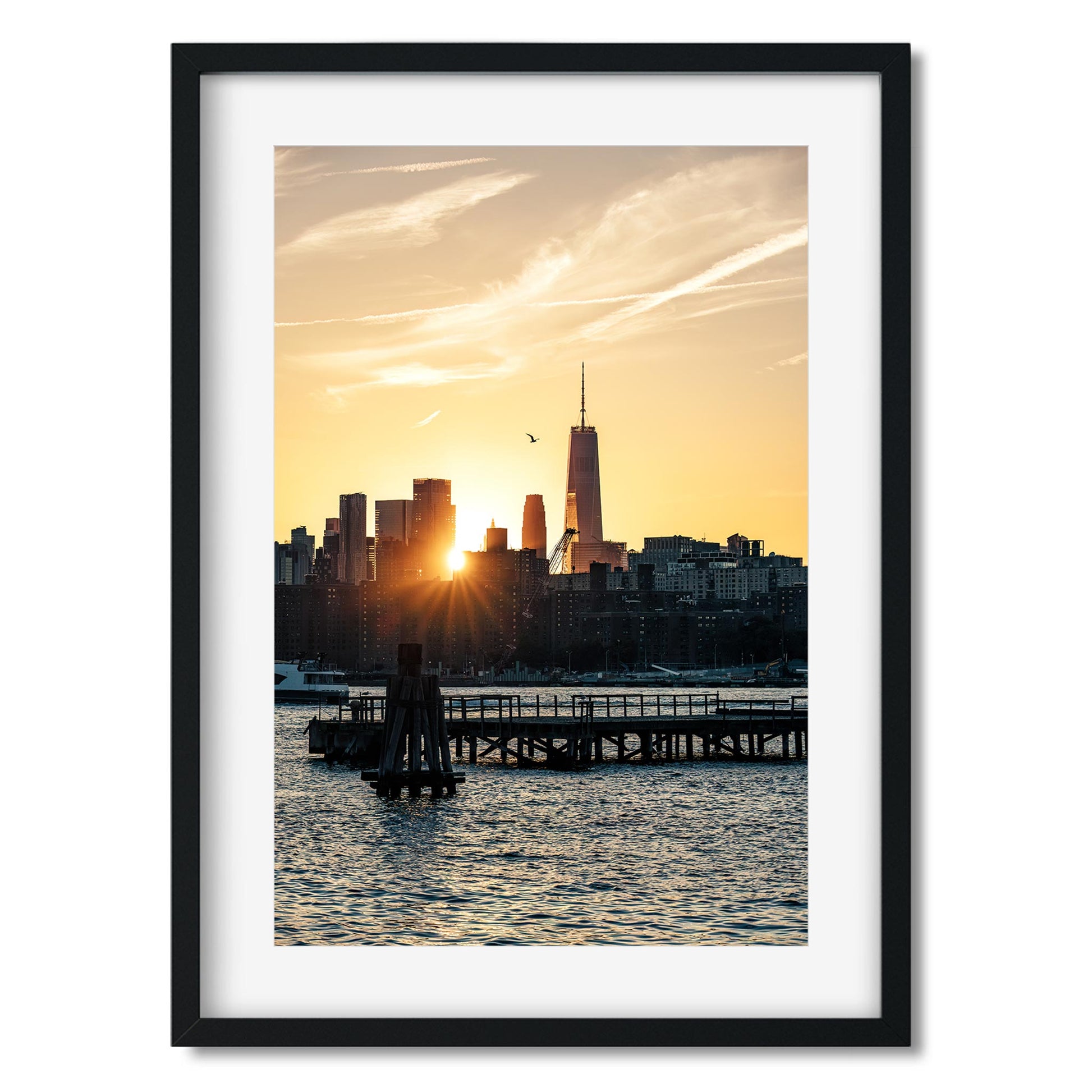 Fine art print of East River Sunset Silhouettes of World Trade Center New York City