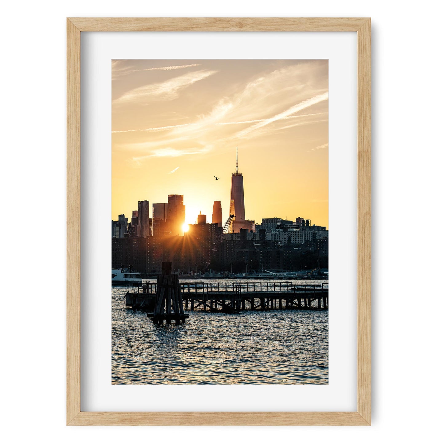 Fine art print of East River Sunset Silhouettes of World Trade Center New York City